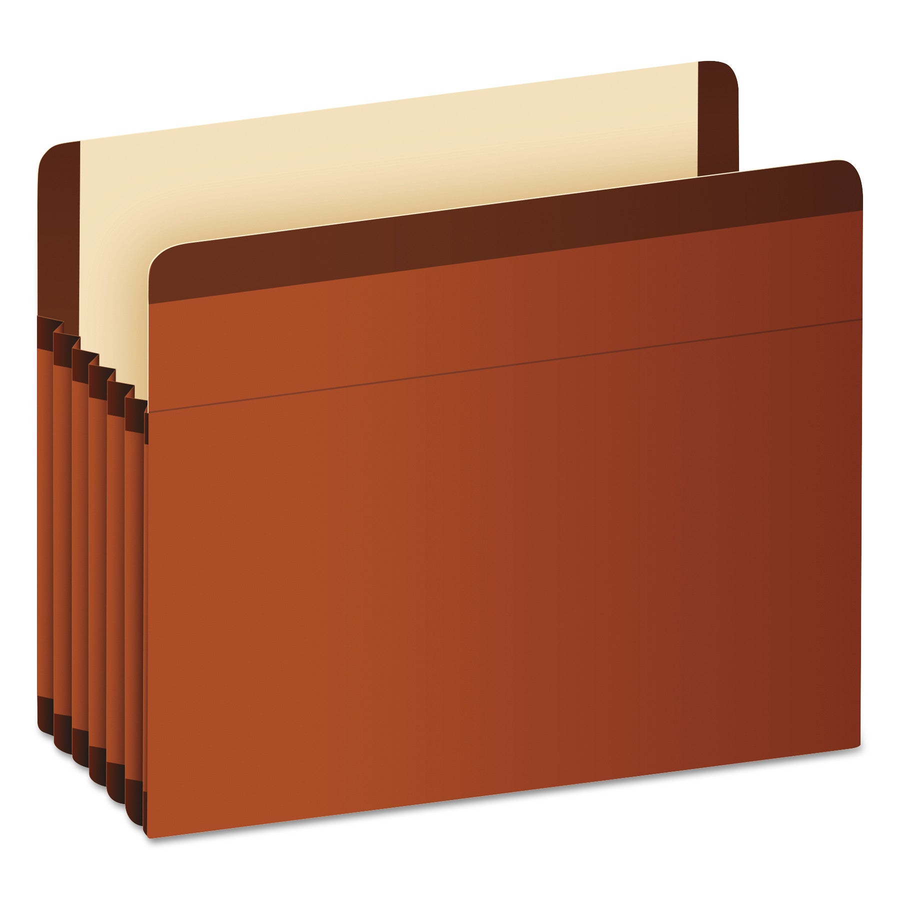 Premium Reinforced Expanding File Pockets, 5.25" Expansion, Letter Size, Red Fiber, 5/Box -
