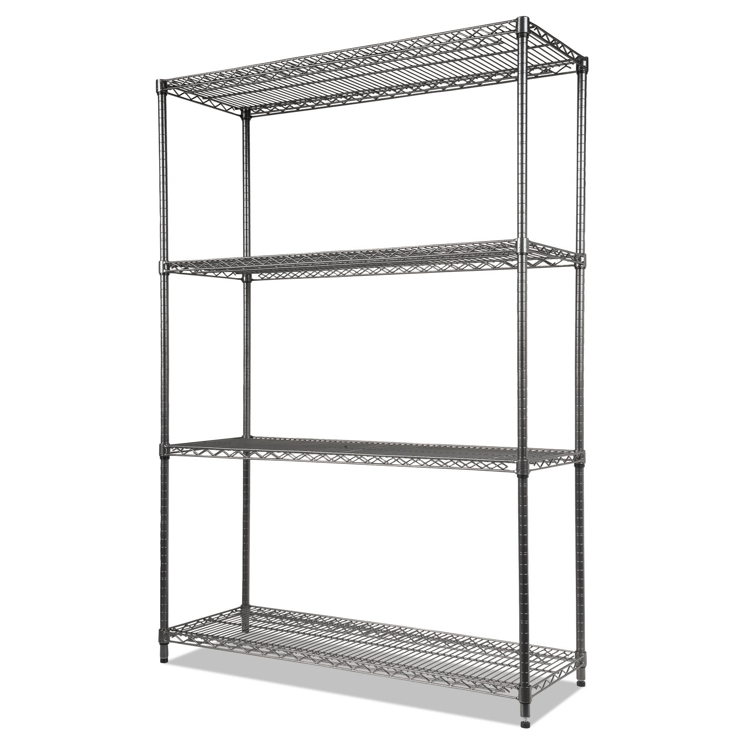 Wire Shelving Starter Kit, Four-Shelf, 48w x 18d x 72h, Black Anthracite -