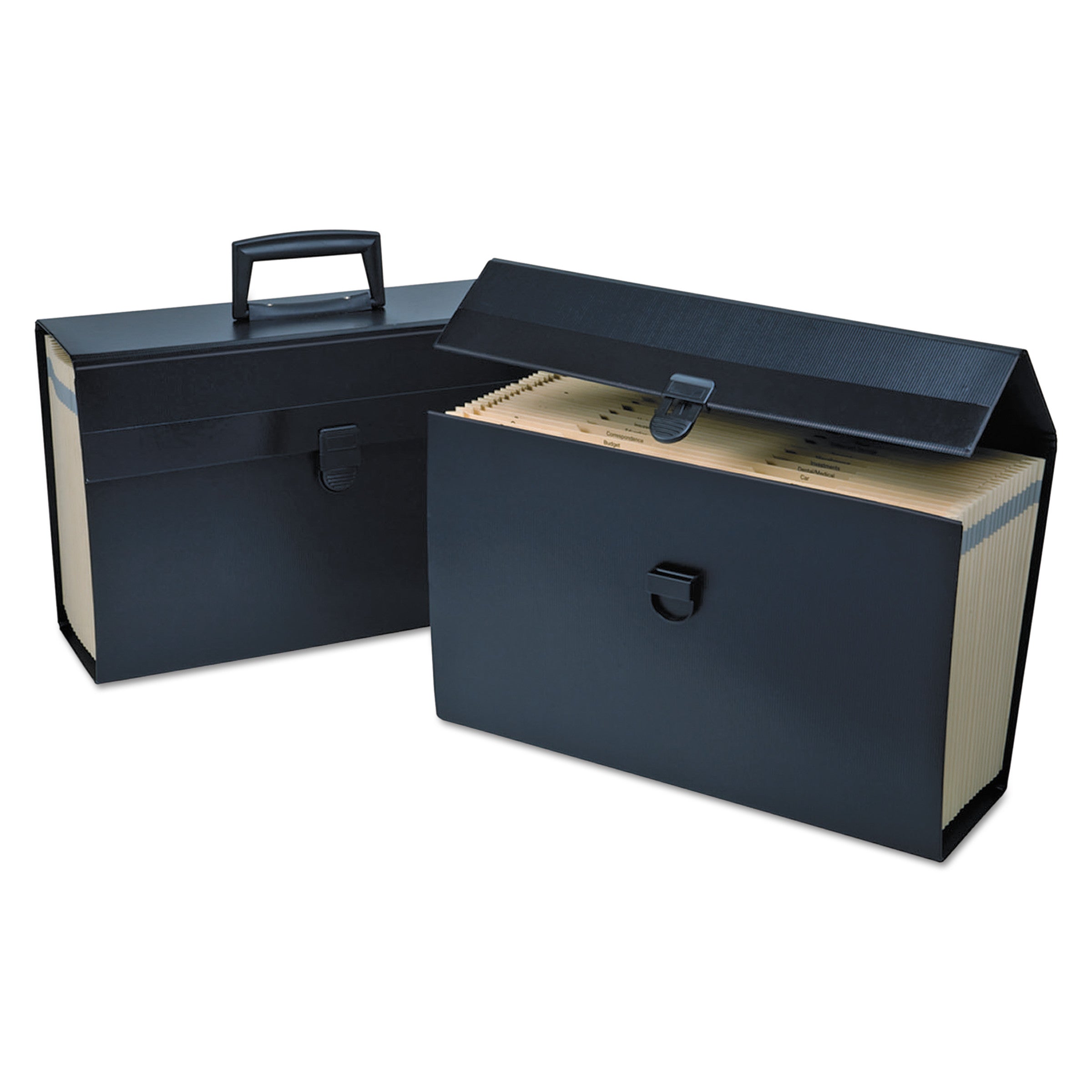 Letter/Legal Expanding Organizer, 15" Expansion, 19 Sections, Buckle Closure, 1/5-Cut Tabs, Legal Size, Black - 2