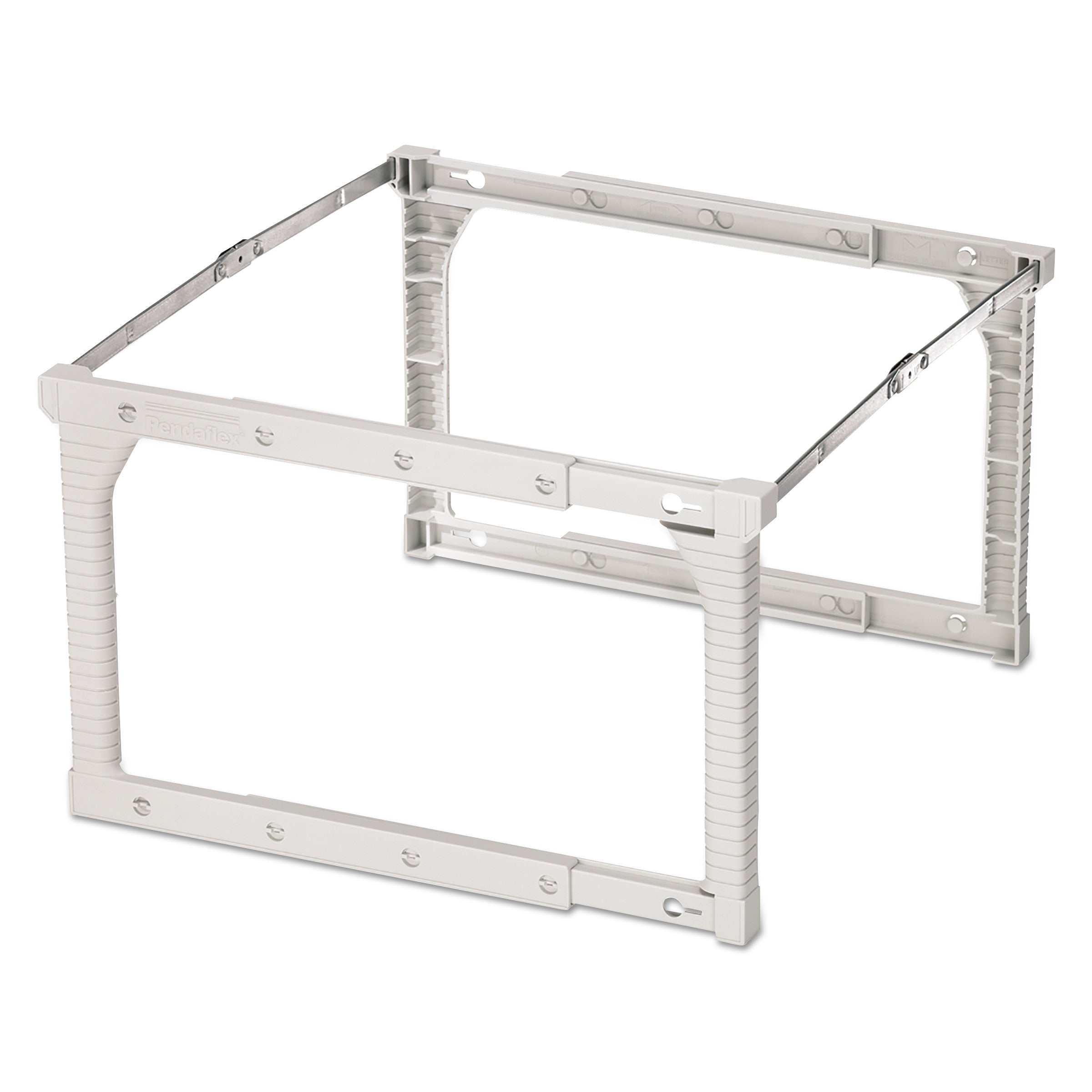 Plastic Snap-Together Hanging Folder Frame, Legal/Letter Size, 18" to 27" Long, White/Silver Accents -