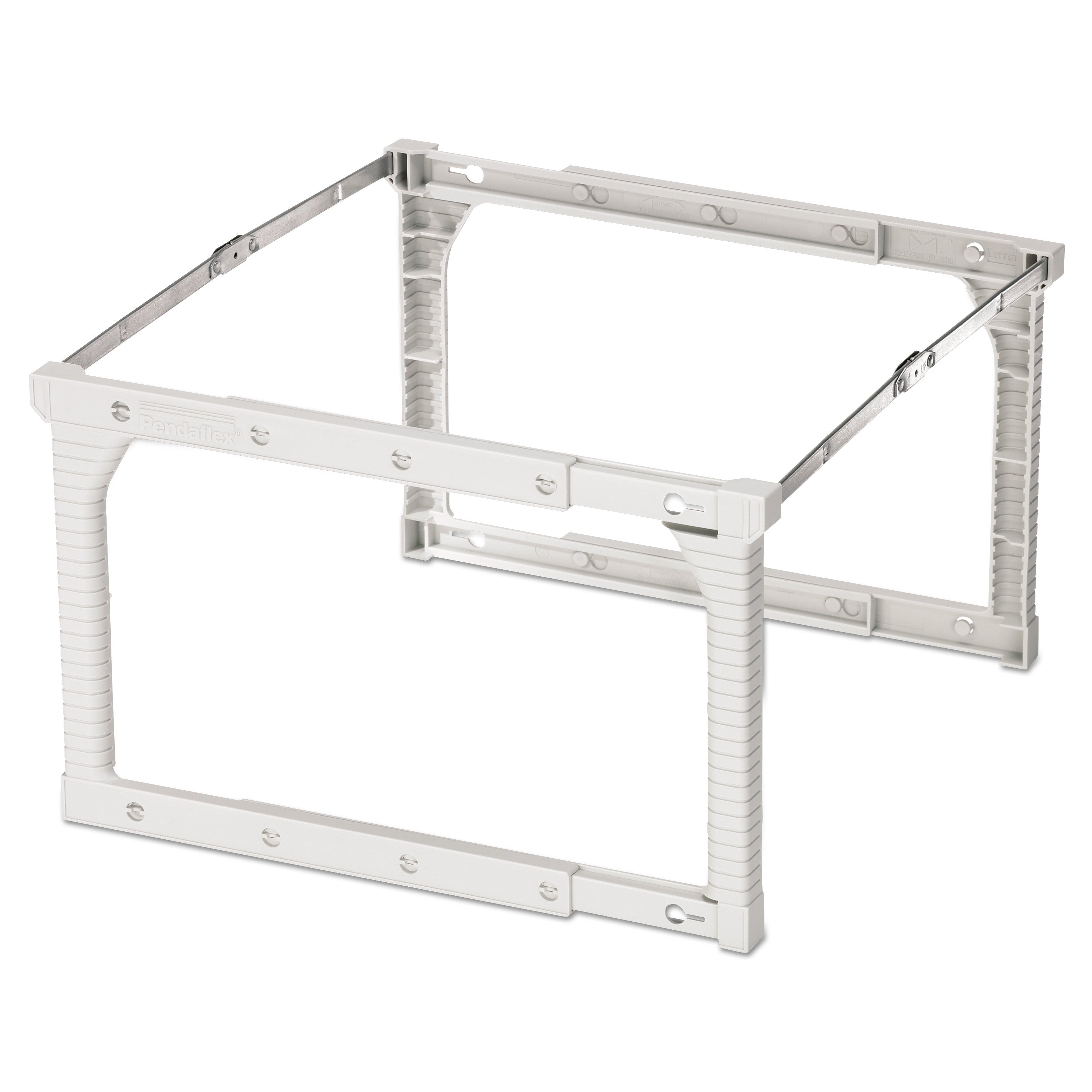 Plastic Snap-Together Hanging Folder Frame, Legal/Letter Size, 18" to 27" Long, White/Silver Accents, 4/Box -