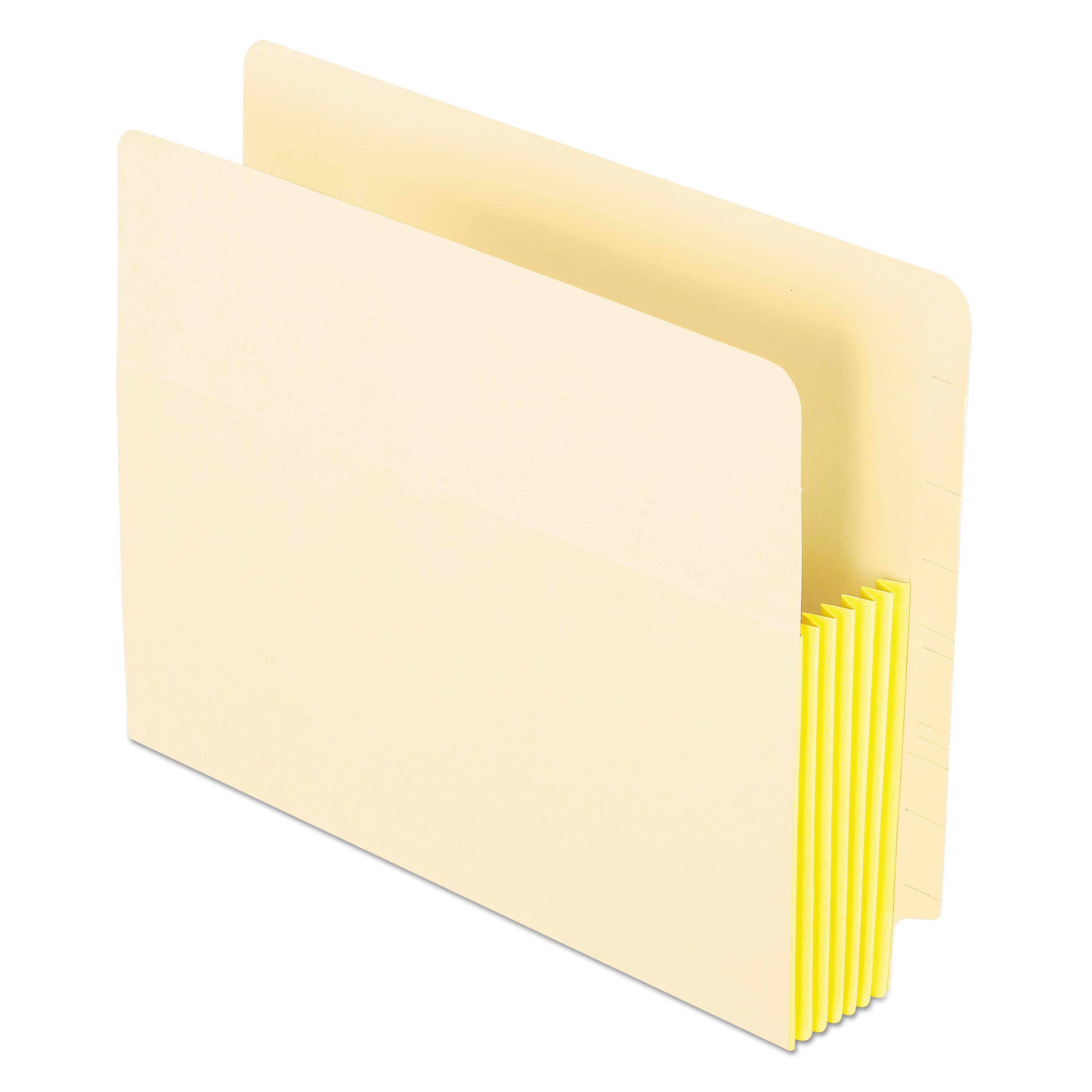 Manila Drop Front Shelf File Pockets with Rip-Proof-Tape Gusset Top, 5.25" Expansion, Letter Size, Manila, 10/Box -