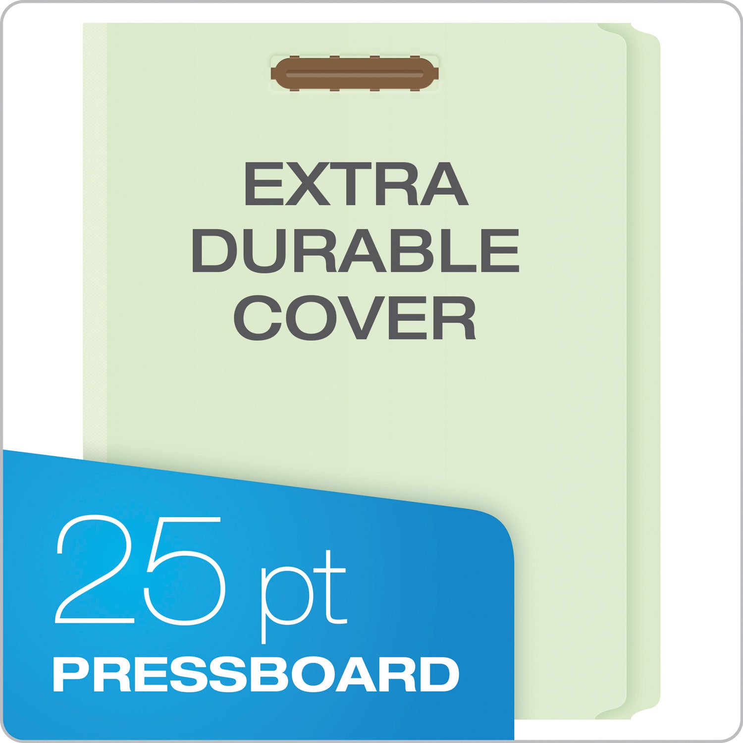 Heavy-Duty Pressboard Folders with Embossed Fasteners, Straight Tabs, 2" Expansion, 2 Fasteners, Letter Size, Green, 25/Box -