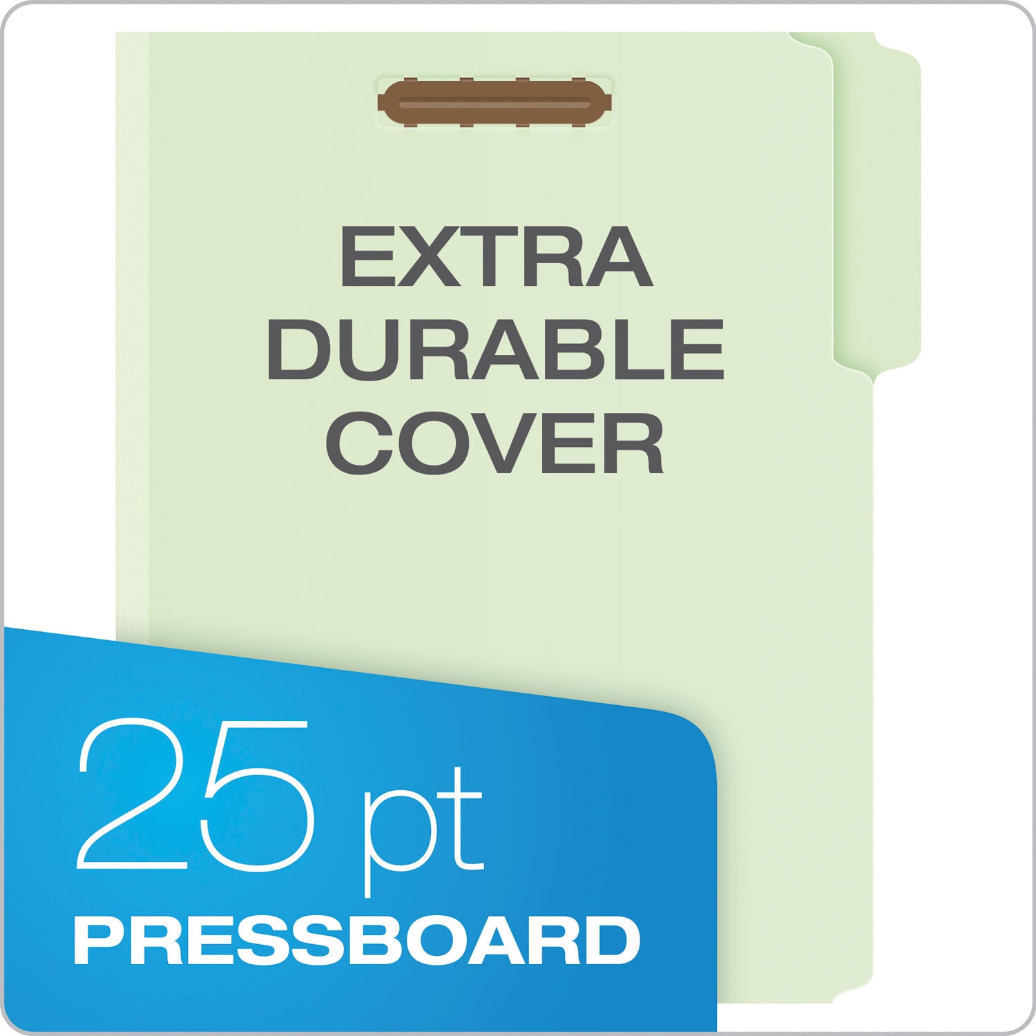 Heavy-Duty Pressboard Folders with Embossed Fasteners, 1/3-Cut Tabs, 3" Expansion, 2 Fasteners, Letter Size, Green, 25/Box -