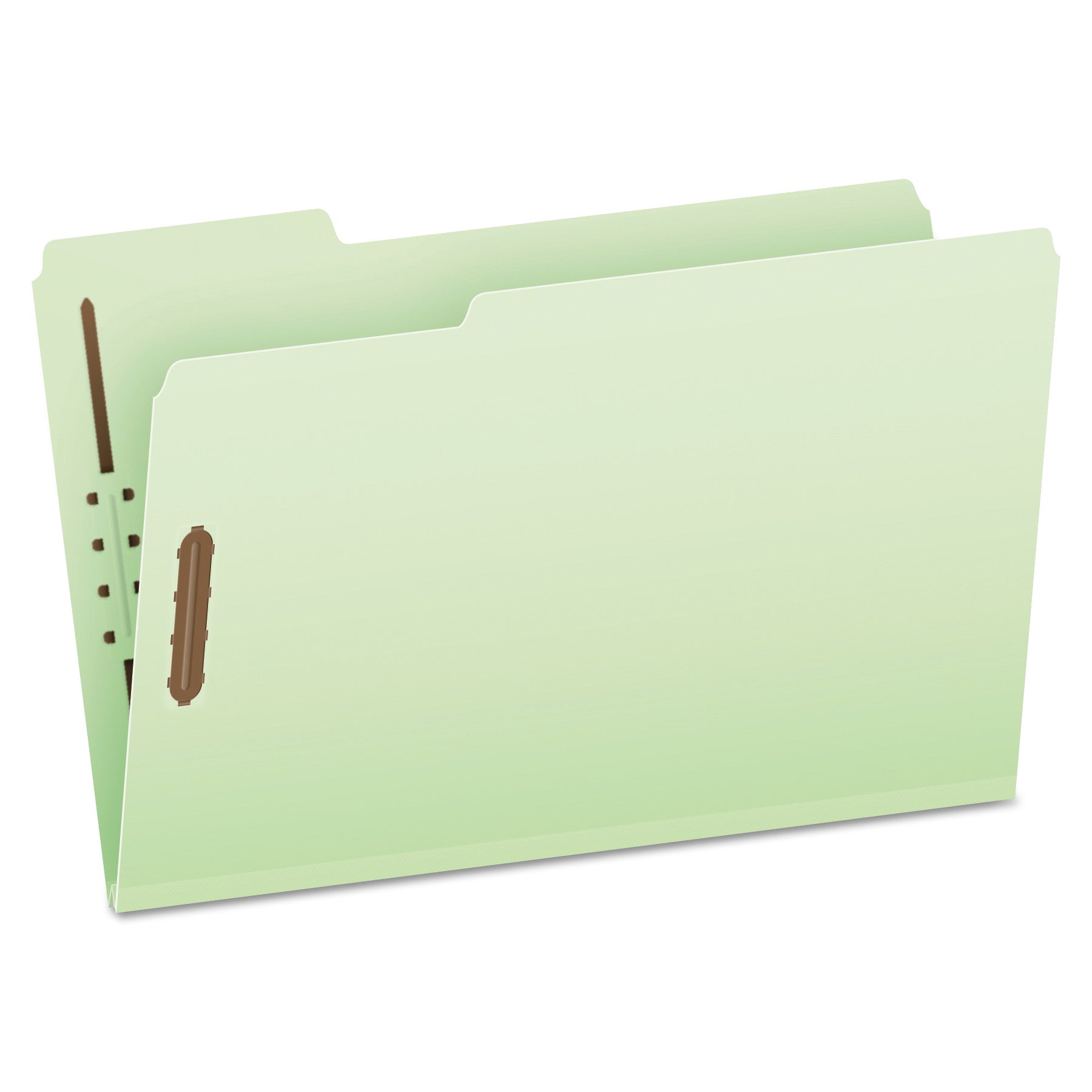 Heavy-Duty Pressboard Folders with Embossed Fasteners, 1/3-Cut Tabs, 2" Expansion, 2 Fasteners, Legal Size, Green, 25/Box -