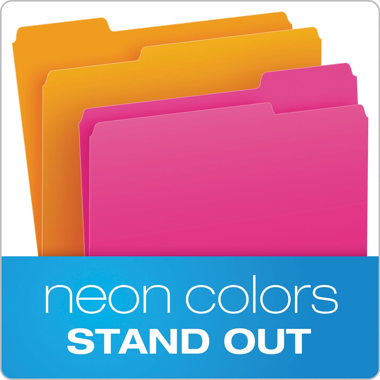 Glow File Folders, 1/3-Cut Tabs: Assorted, Letter Size, 0.75" Expansion, Assorted Colors, 24/Pack -