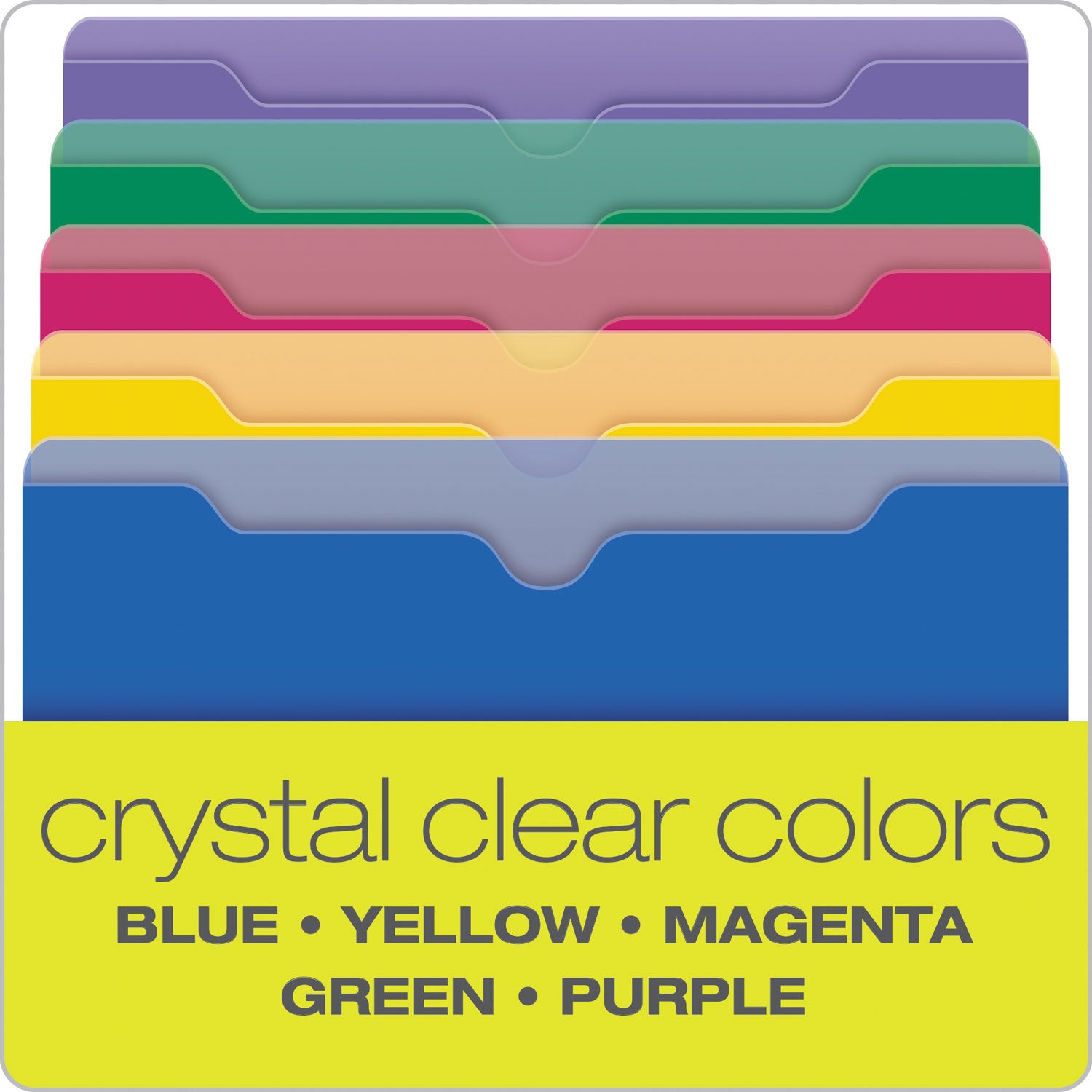Poly File Jackets, Straight Tab, Legal Size, Assorted Colors, 5/Pack -