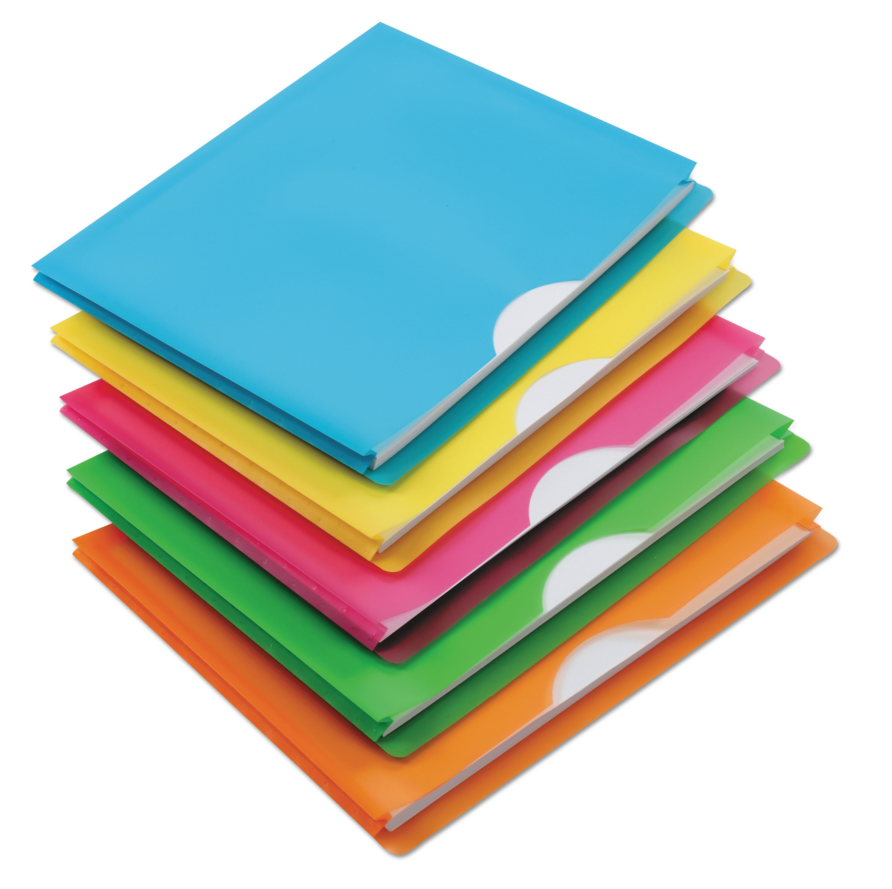 Glow Poly File Jacket, Straight Tab, Letter Size, Assorted Colors, 5/Pack -