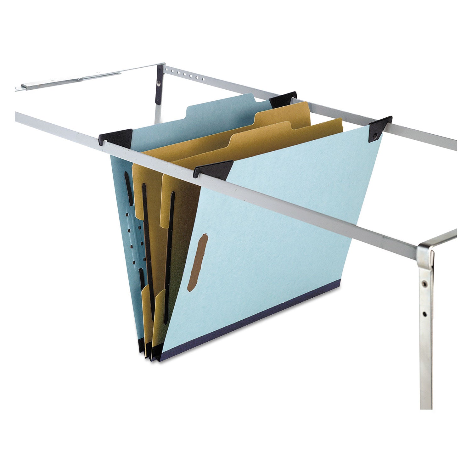 Hanging Classification Folders with Dividers, Letter Size, 2 Dividers, 2/5-Cut Exterior Tabs, Blue -