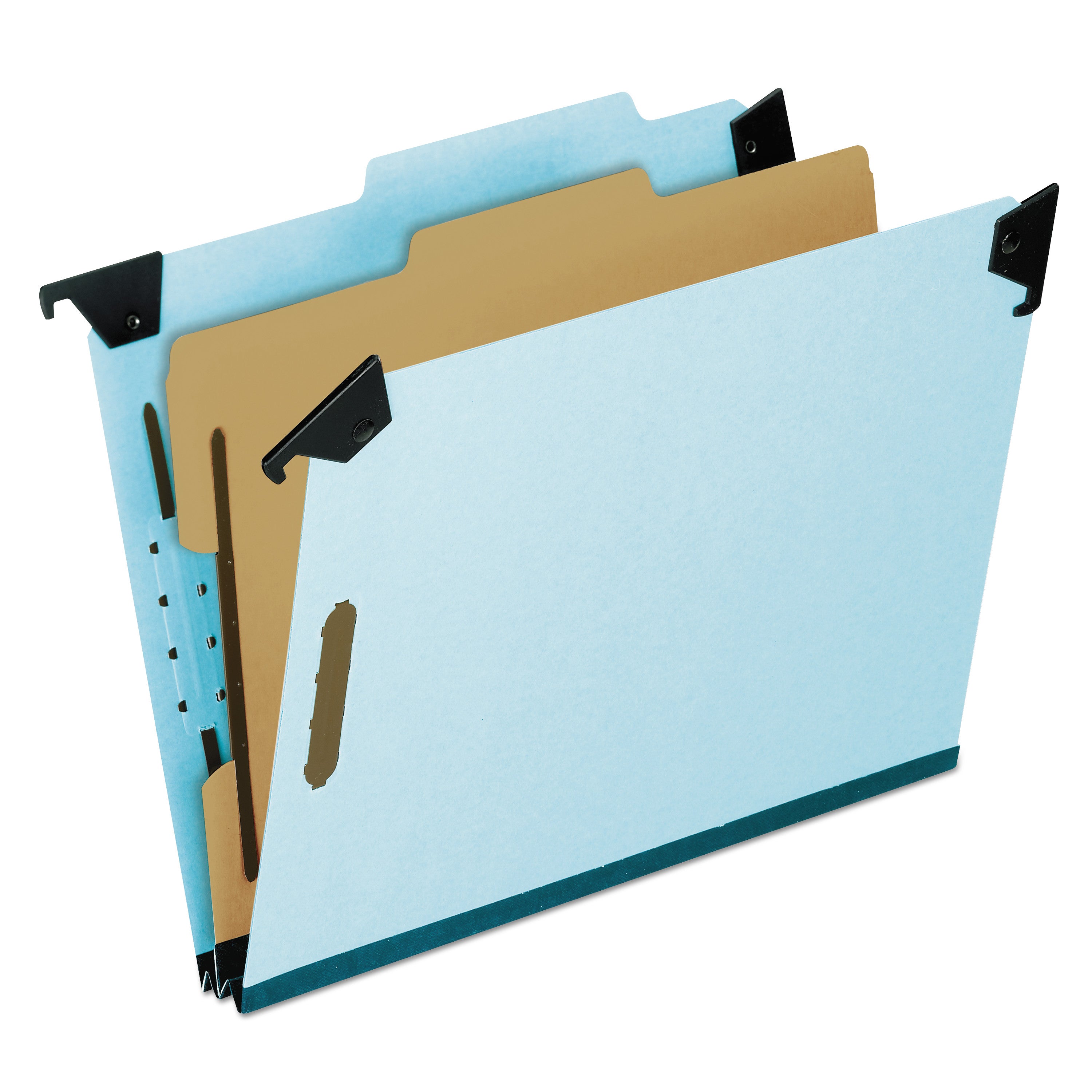 Hanging Classification Folders with Dividers, Letter Size, 1 Divider, 2/5-Cut Exterior Tabs, Blue -
