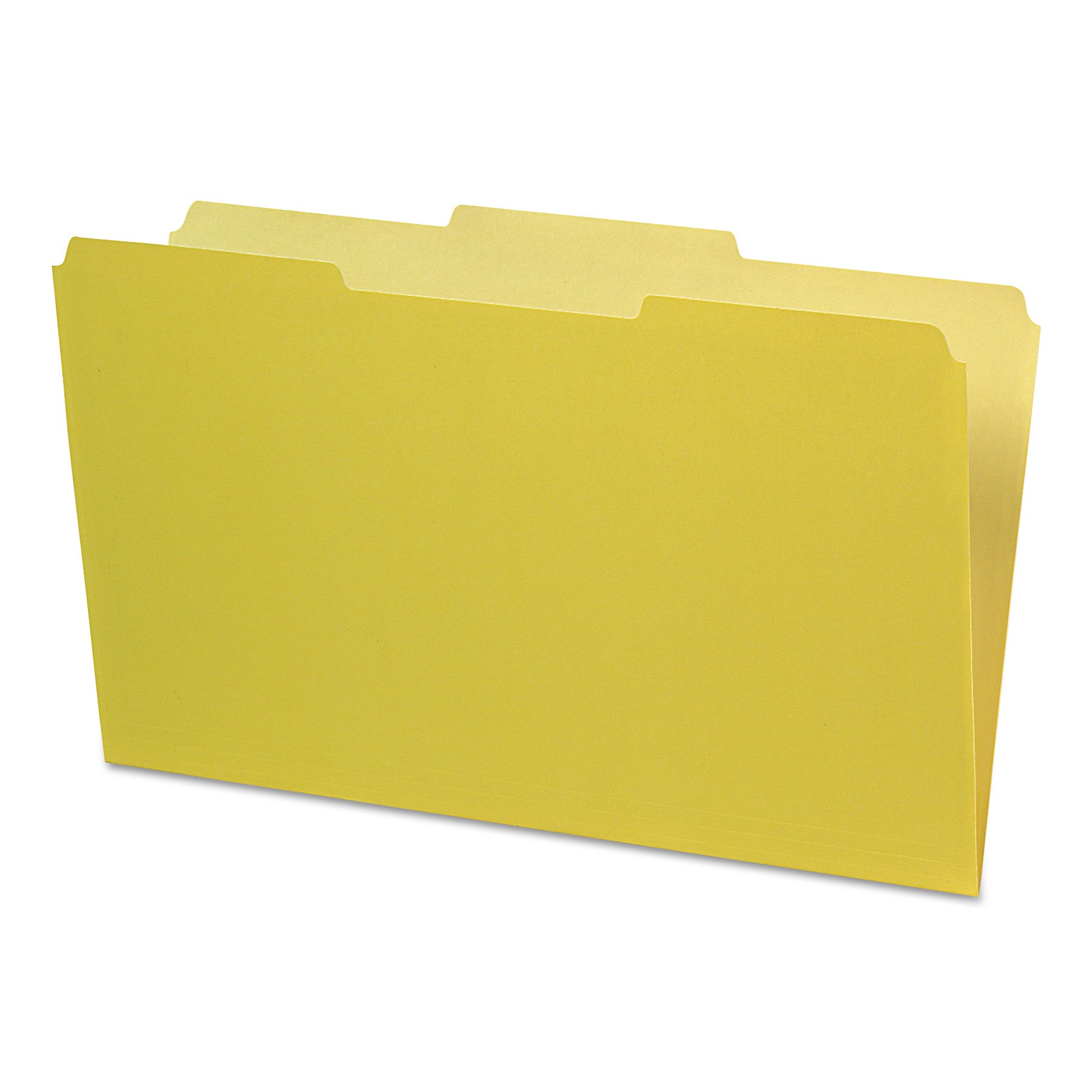 Interior File Folders, 1/3-Cut Tabs: Assorted, Legal Size, Yellow, 100/Box -