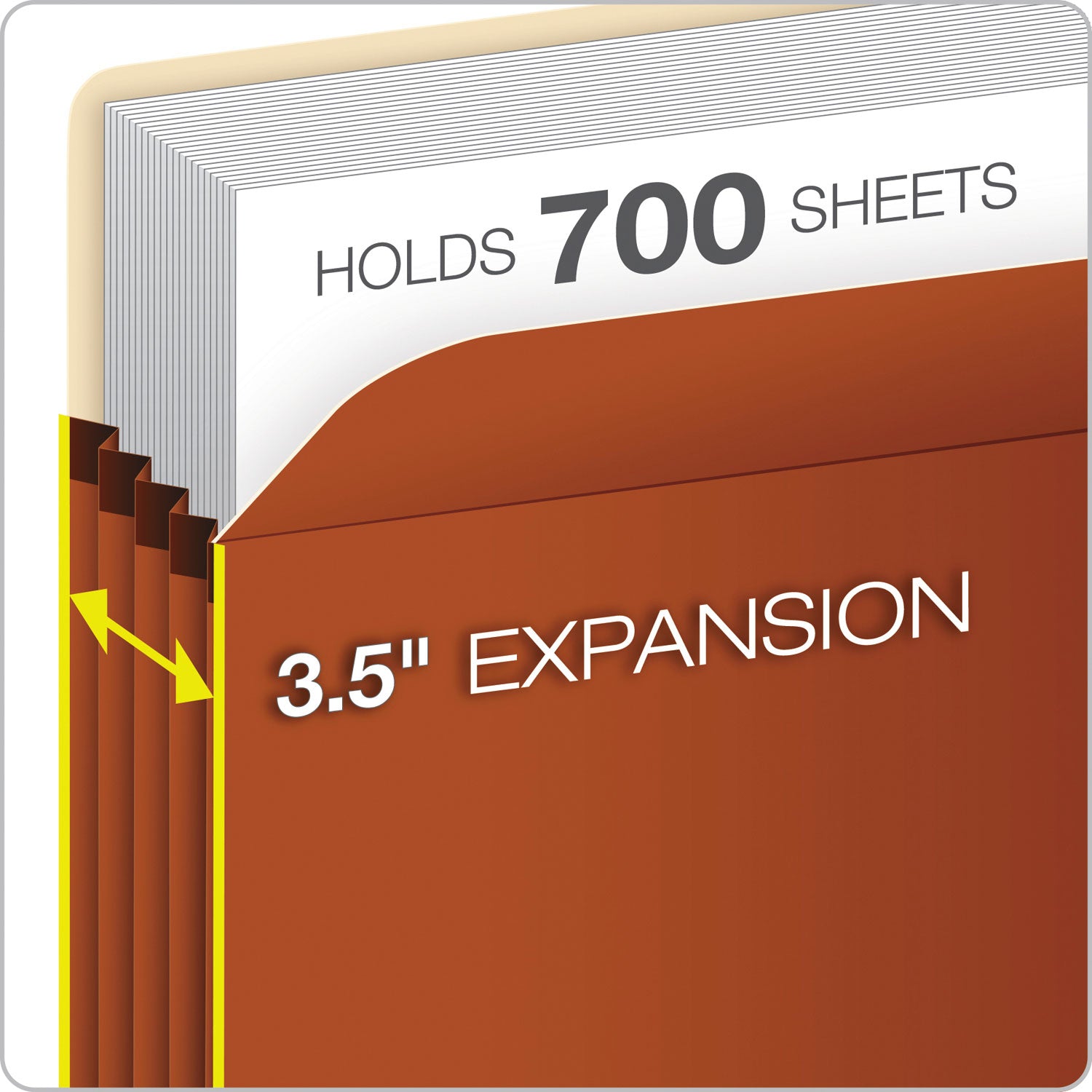 Pocket File, 3.5" Expansion, Letter Size, Red Fiber -