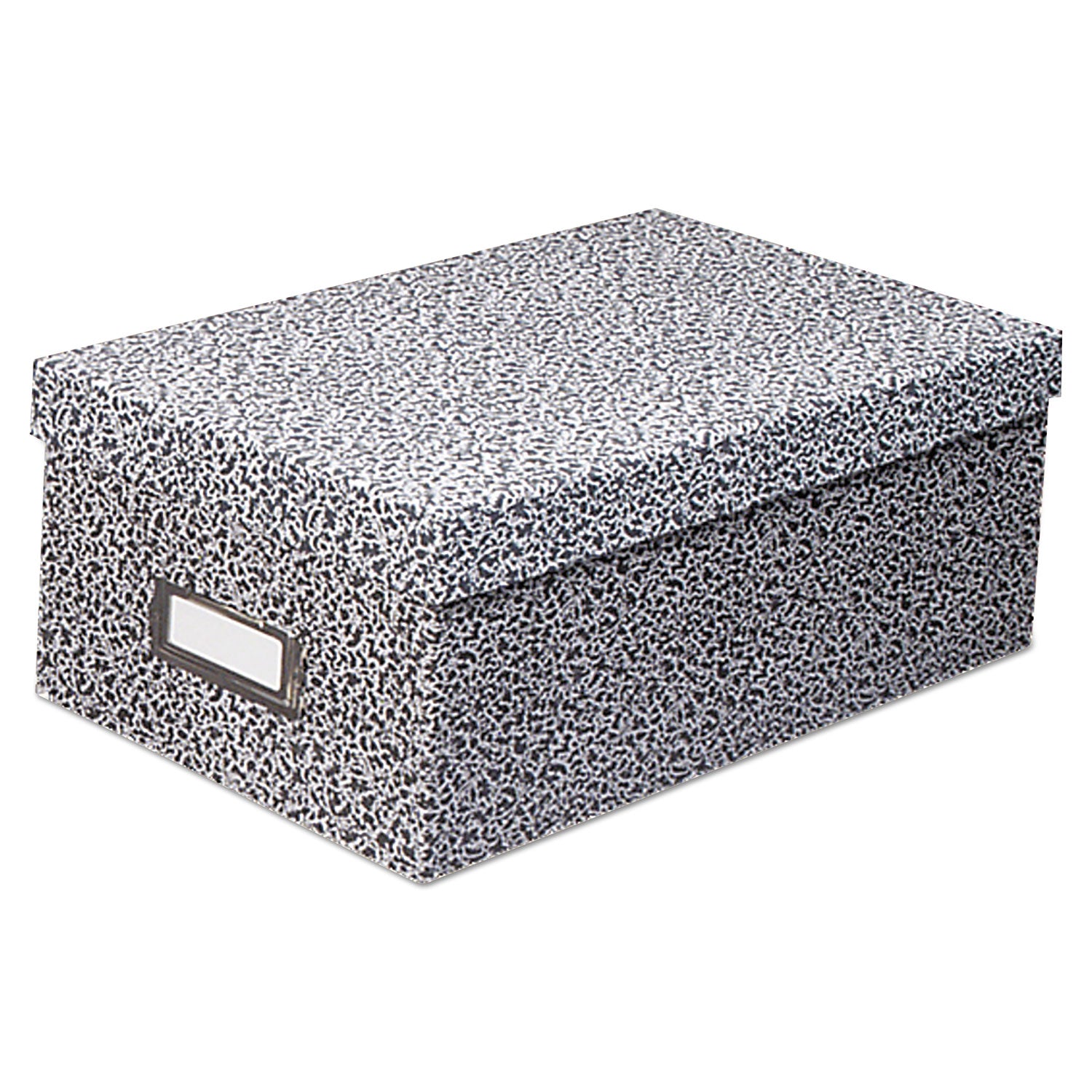 Reinforced Board Card File, Lift-Off Cover, Holds 1,200 3 x 5 Cards, 5.13 x 11 x 3.63, Black/White -