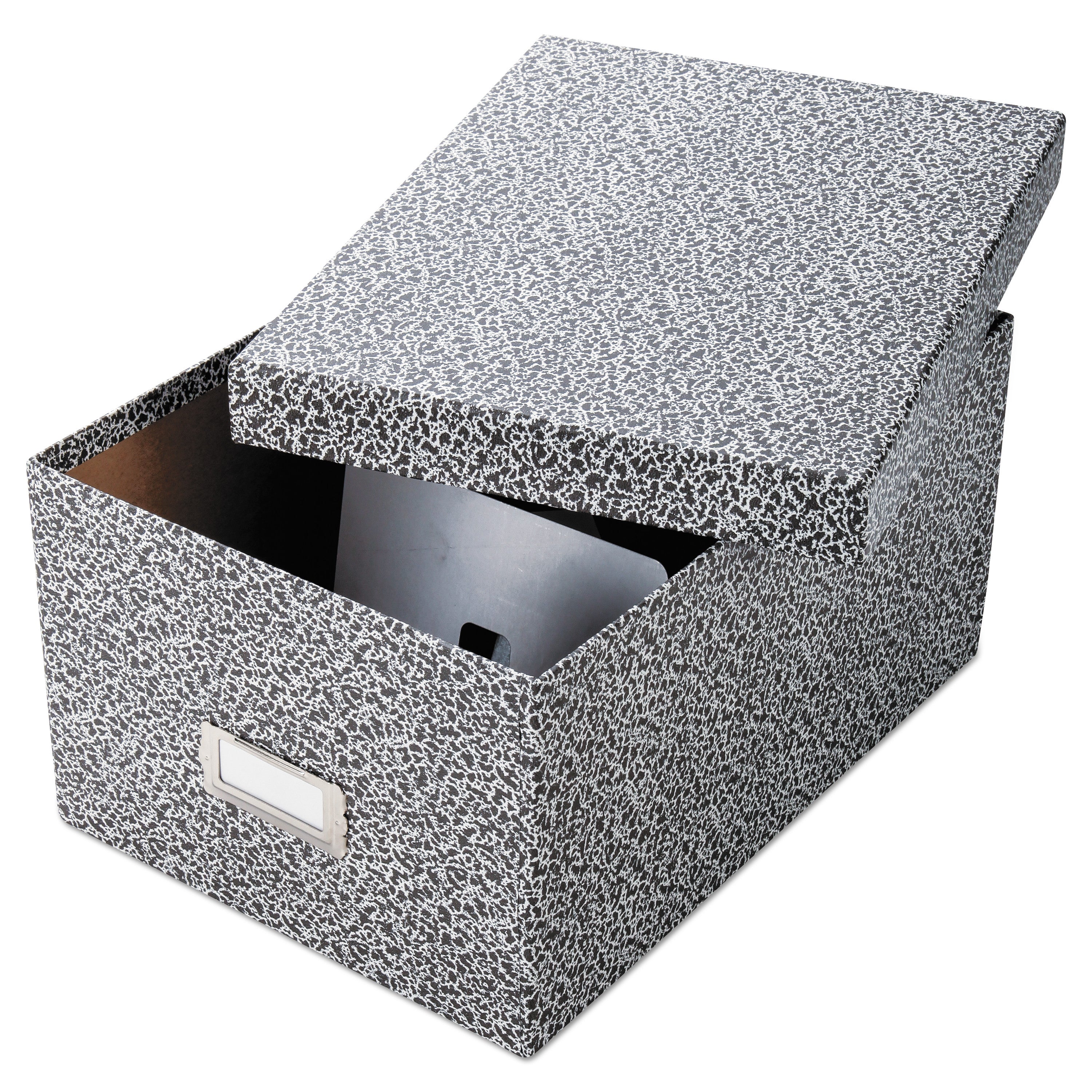 Reinforced Board Card File, Lift-Off Cover, Holds 1,200 5 x 8 Cards, 8.13 x 11 x 5.75, Black/White -