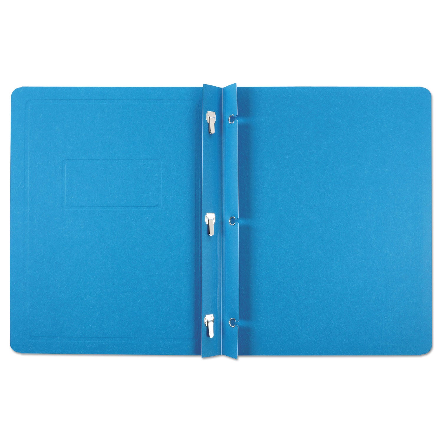 Title Panel and Border Front Report Cover, 3-Prong Fastener, Panel and Border Cover, 0.5" Cap, 8.5 x 11, Light Blue, 25/Box -