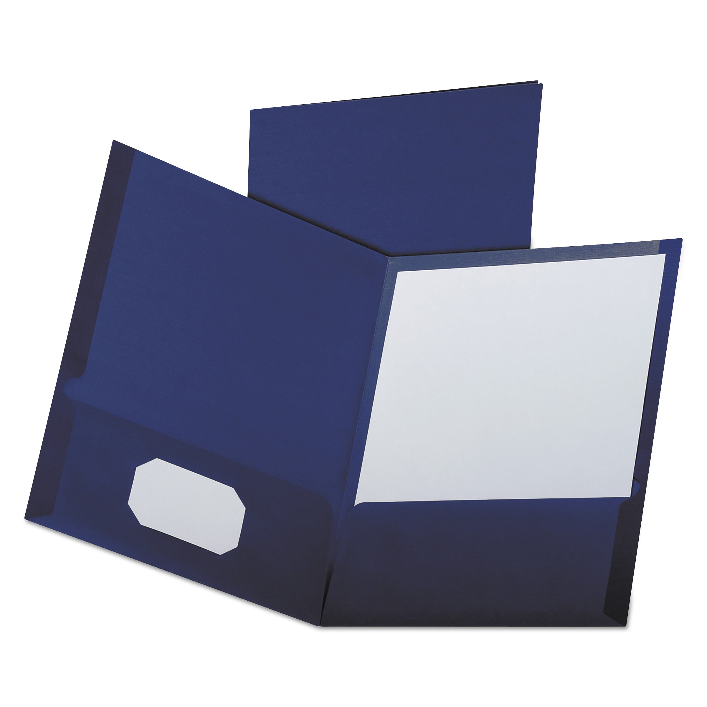 Linen Finish Twin Pocket Folders, 100-Sheet Capacity, 11 x 8.5, Navy, 25/Box -
