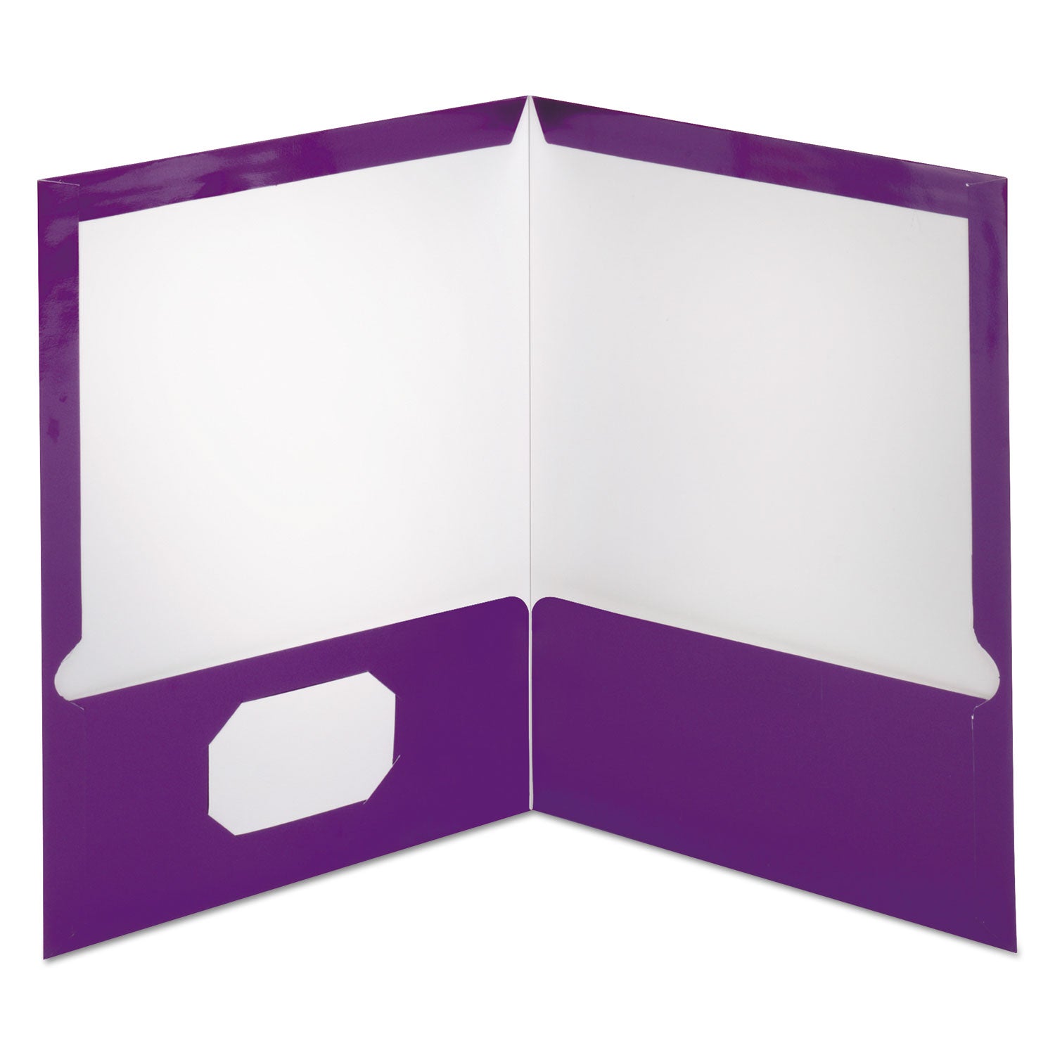 Two-Pocket Laminated Folder, 100-Sheet Capacity, 11 x 8.5, Metallic Purple, 25/Box -