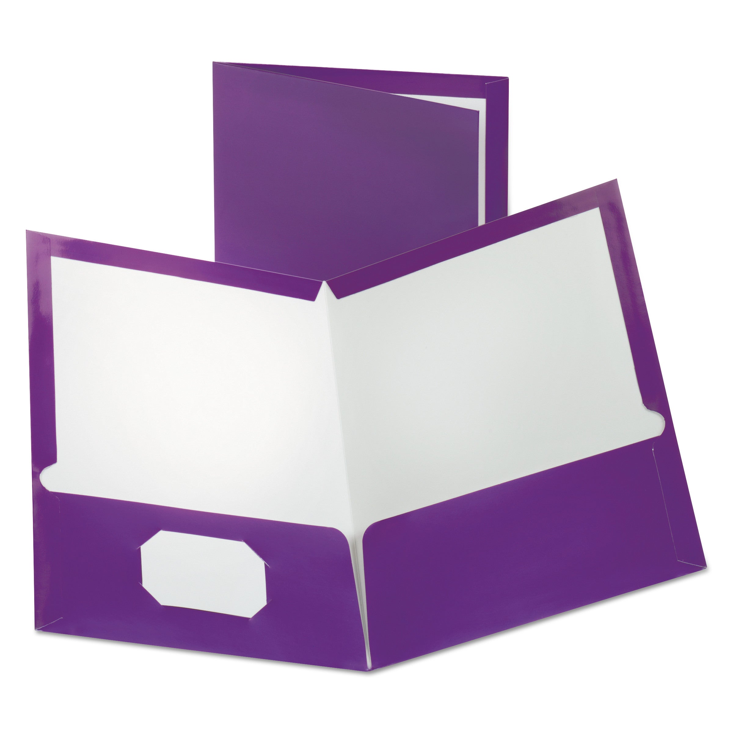 Two-Pocket Laminated Folder, 100-Sheet Capacity, 11 x 8.5, Metallic Purple, 25/Box -