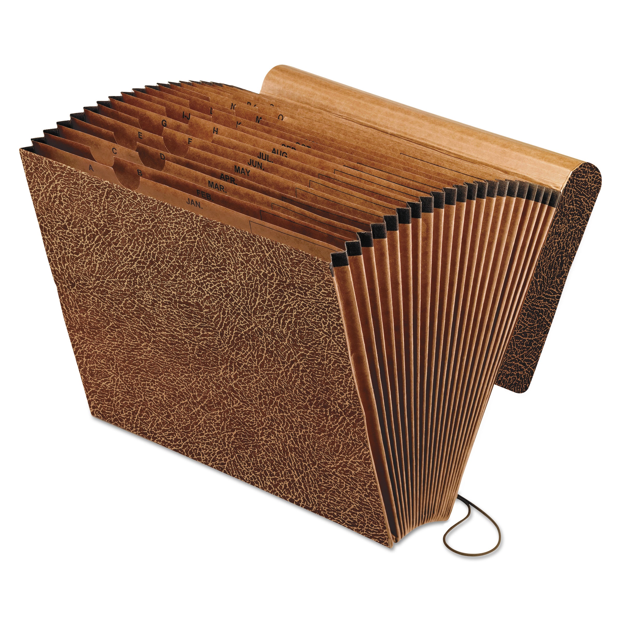 All Purpose Expanding File, 2" Expansion, 21 Sections, Elastic Cord Closure, 2/5-Cut Tabs, Letter Size, Red Fiber -