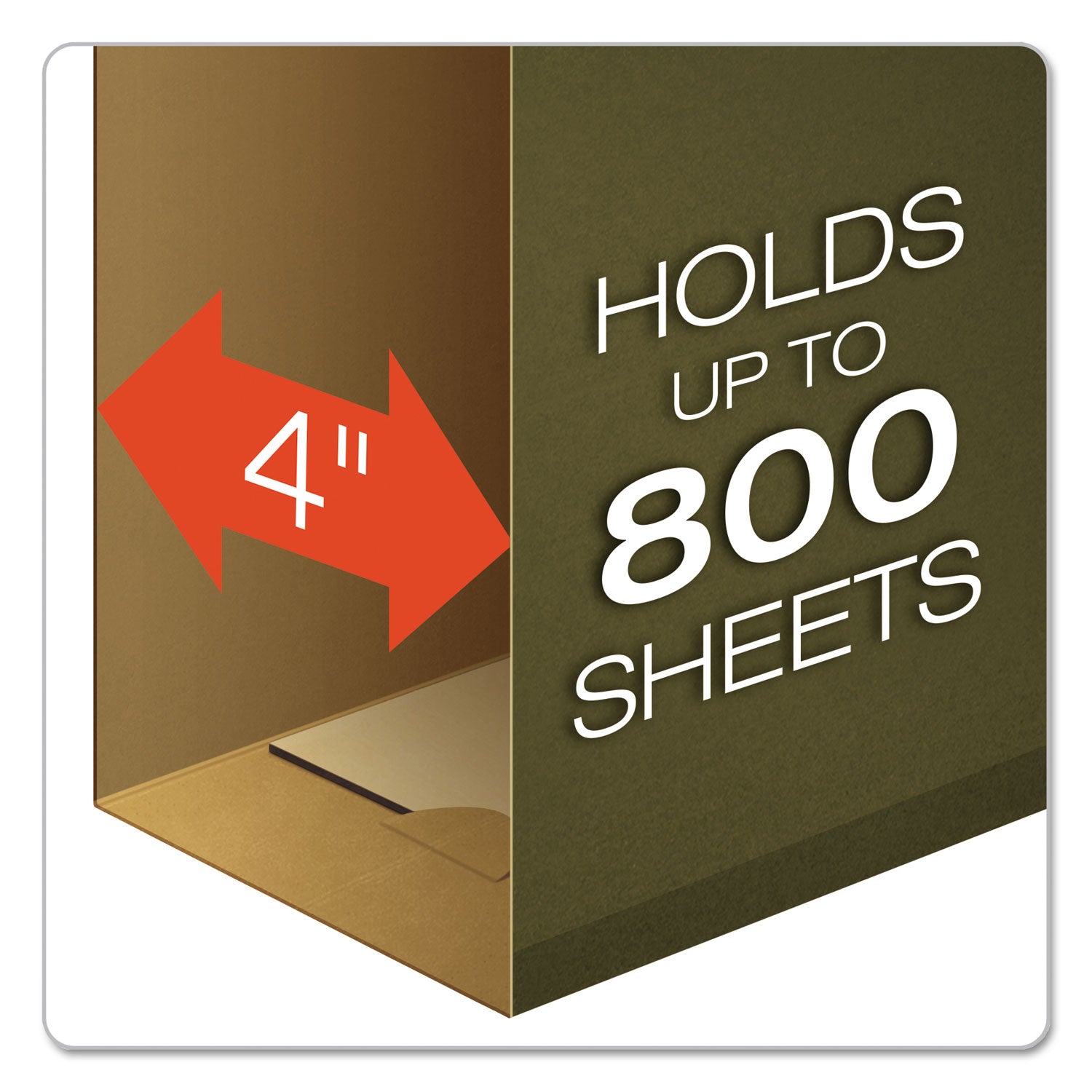 Extra Capacity Reinforced Hanging File Folders with Box Bottom, 4" Capacity, Legal Size, 1/5-Cut Tabs, Green, 25/Box -