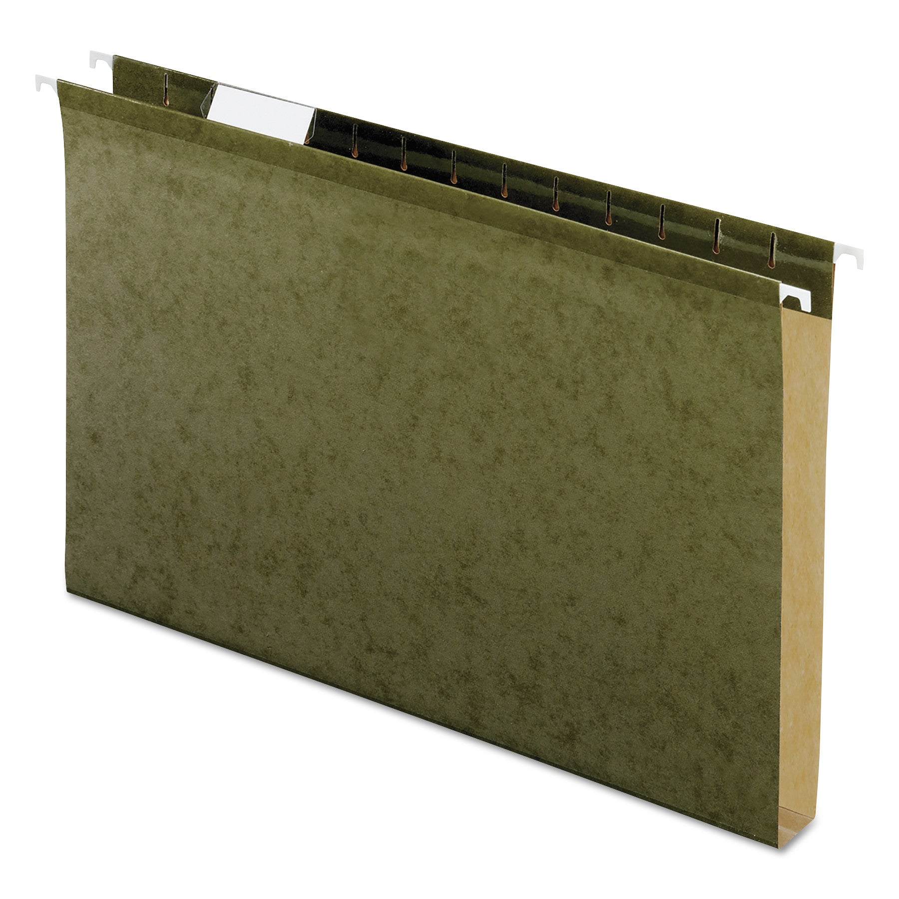 Extra Capacity Reinforced Hanging File Folders with Box Bottom, 1" Capacity, Legal Size, 1/5-Cut Tabs, Green, 25/Box -