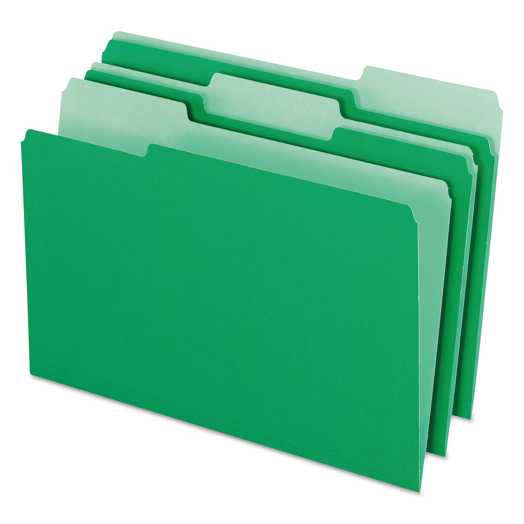Colored File Folders, 1/3-Cut Tabs: Assorted, Legal Size, Green/Light Green, 100/Box -
