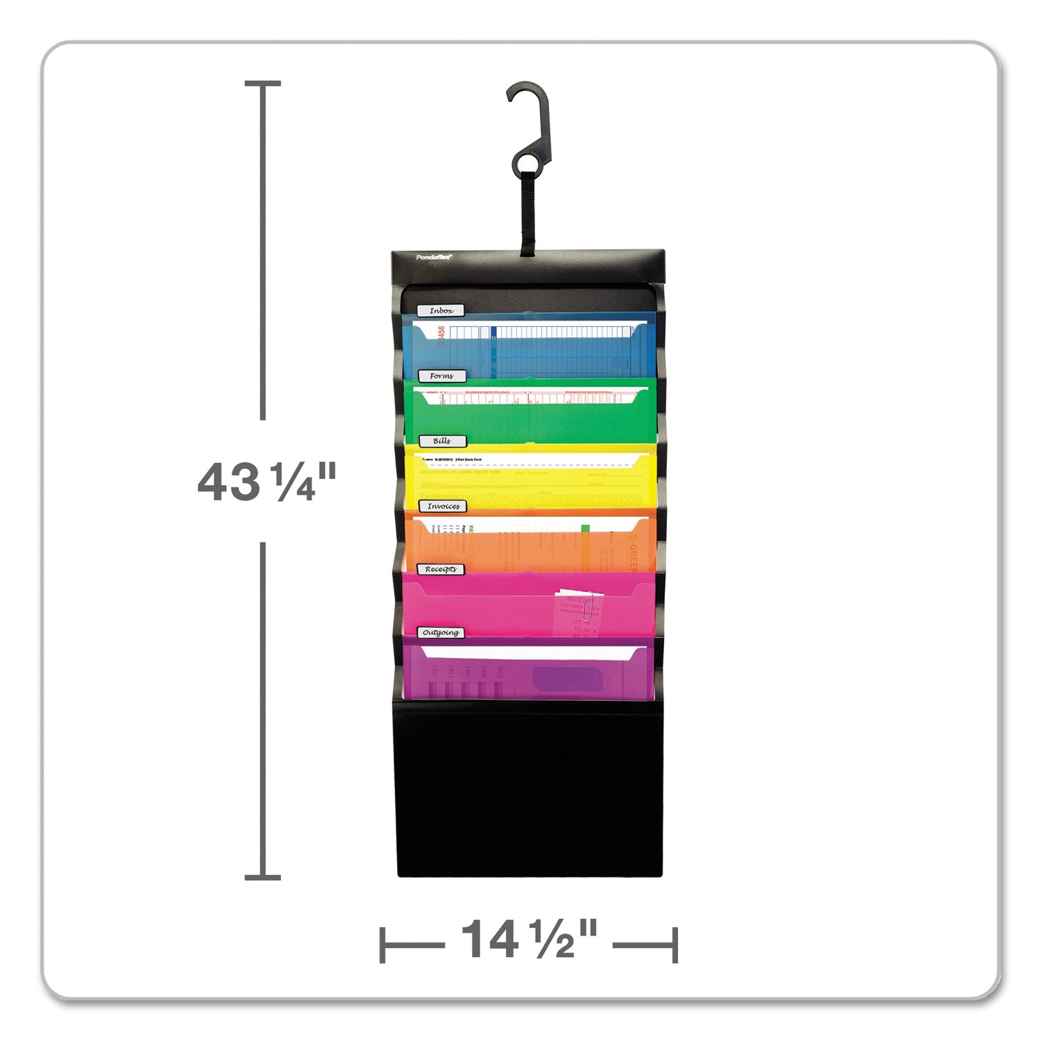 Desk Free Hanging Organizer With Case, 1" Expansion, 6 Sections, Buckle Closure, Letter Size, Black -