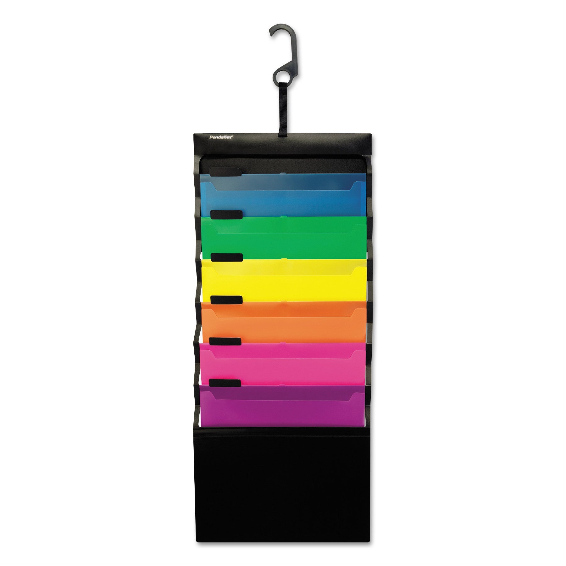Desk Free Hanging Organizer With Case, 1" Expansion, 6 Sections, Buckle Closure, Letter Size, Black -