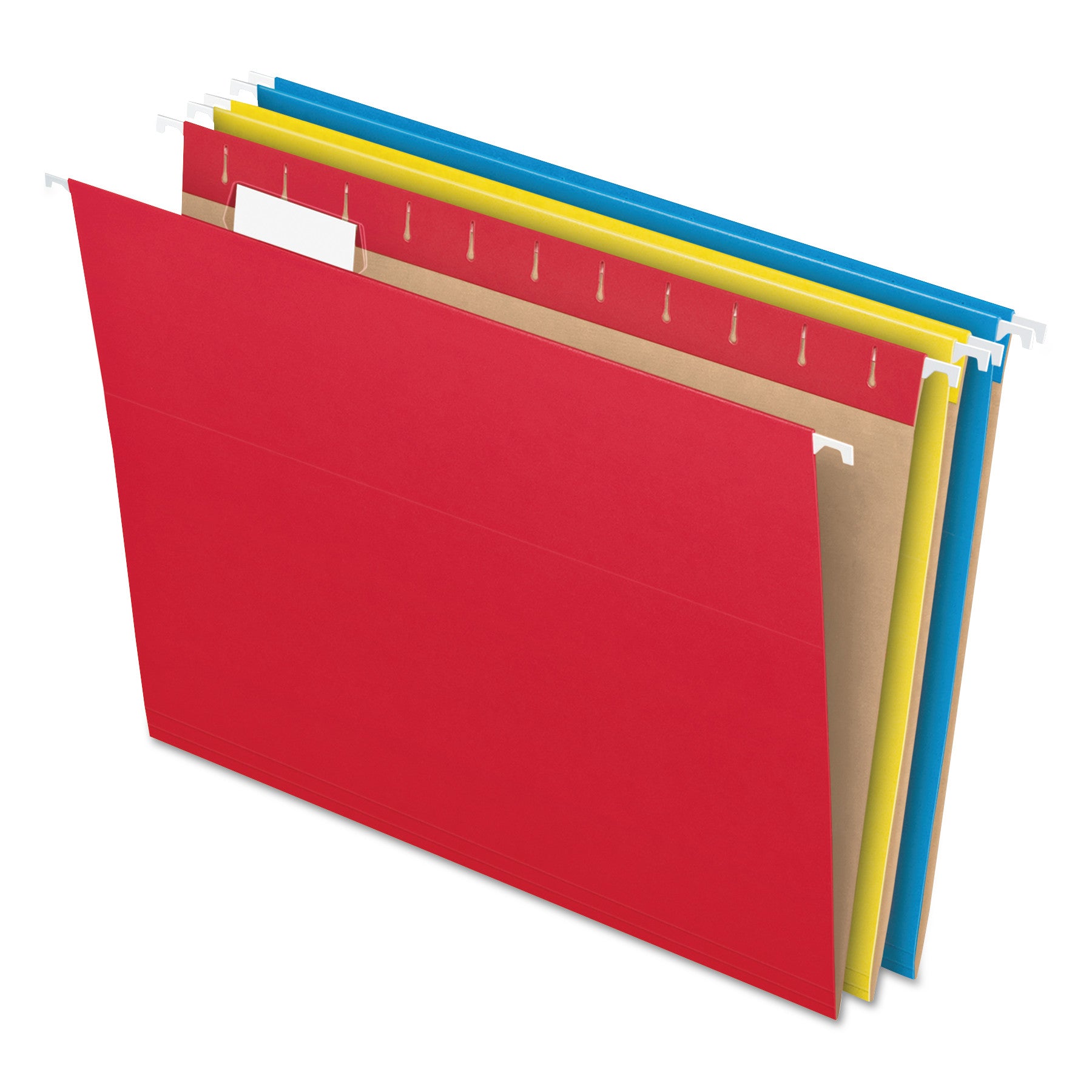 Colored Hanging Folders, Letter Size, 1/5-Cut Tabs, Three-Color Assortment, 25/Box -
