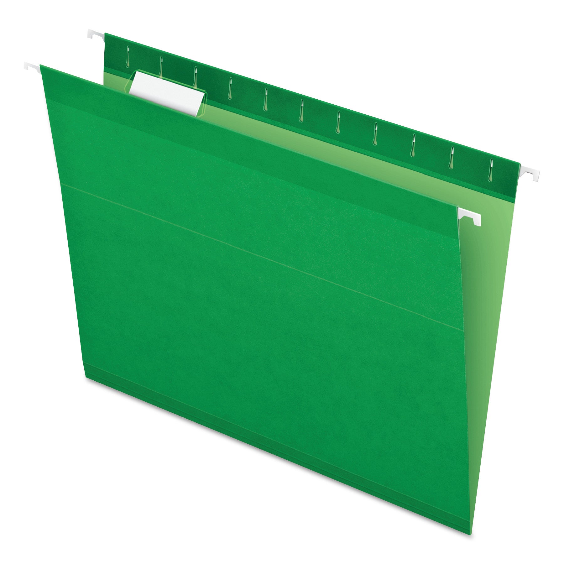 Colored Reinforced Hanging Folders, Letter Size, 1/5-Cut Tabs, Bright Green, 25/Box -