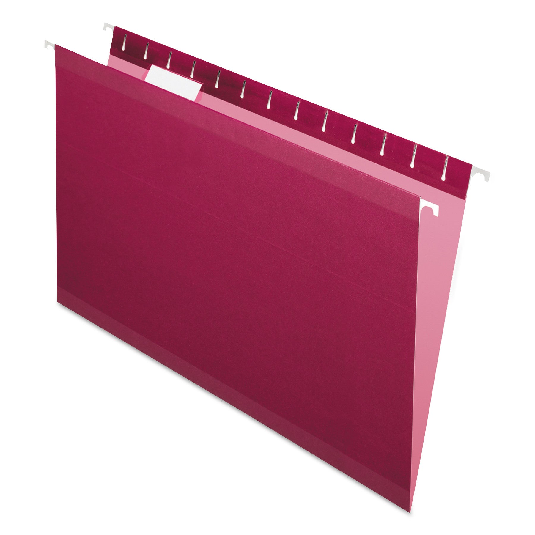Colored Reinforced Hanging Folders, Legal Size, 1/5-Cut Tabs, Burgundy, 25/Box -