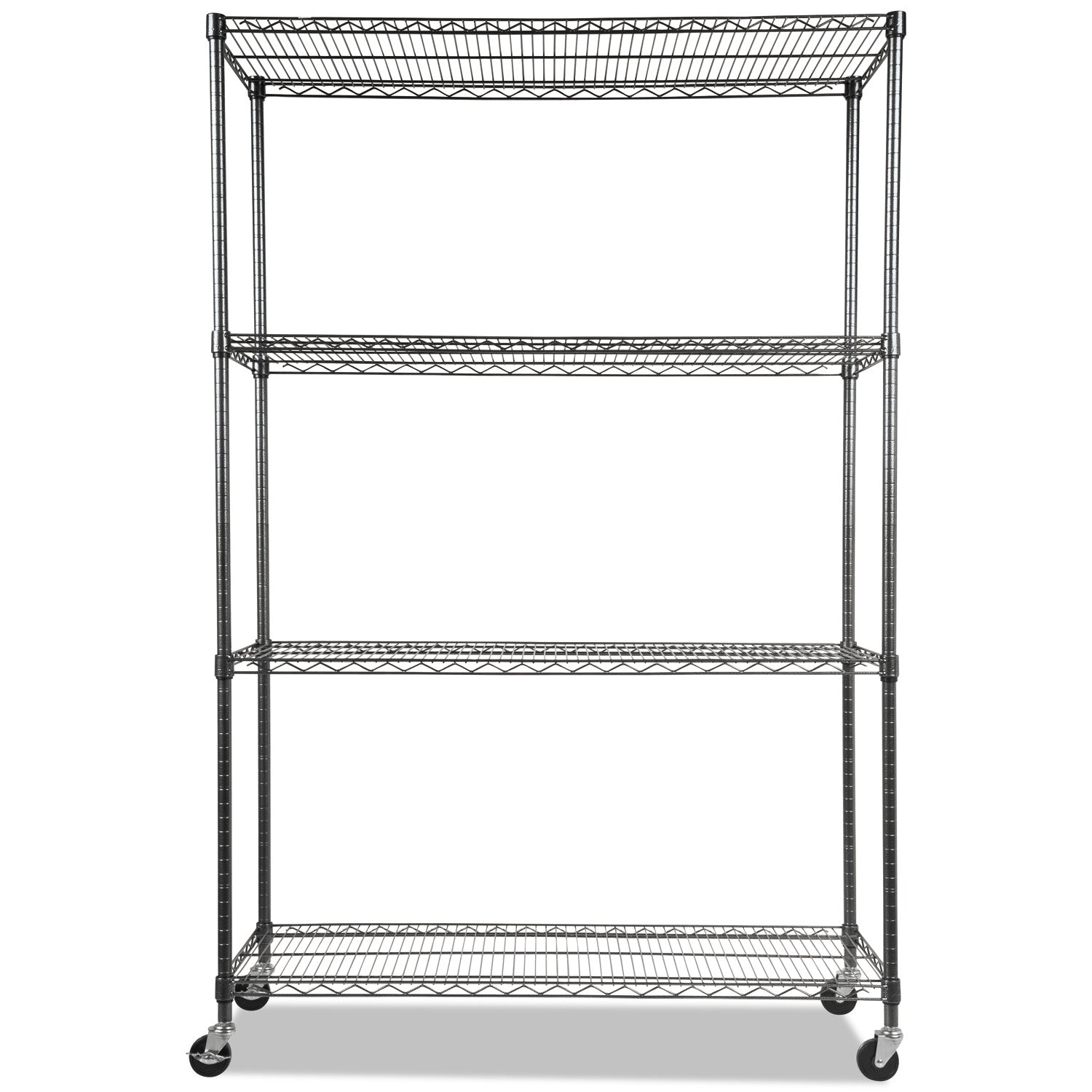 NSF Certified 4-Shelf Wire Shelving Kit with Casters, 48w x 18d x 72h, Black Anthracite -