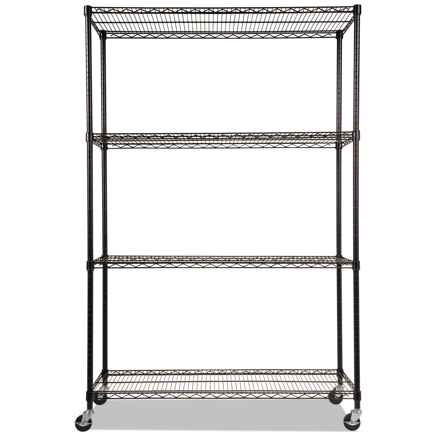 nsf-certified-4-shelf-wire-shelving-kit-with-casters-48w-x-18d-x-72h-black_alesw604818bl - 2