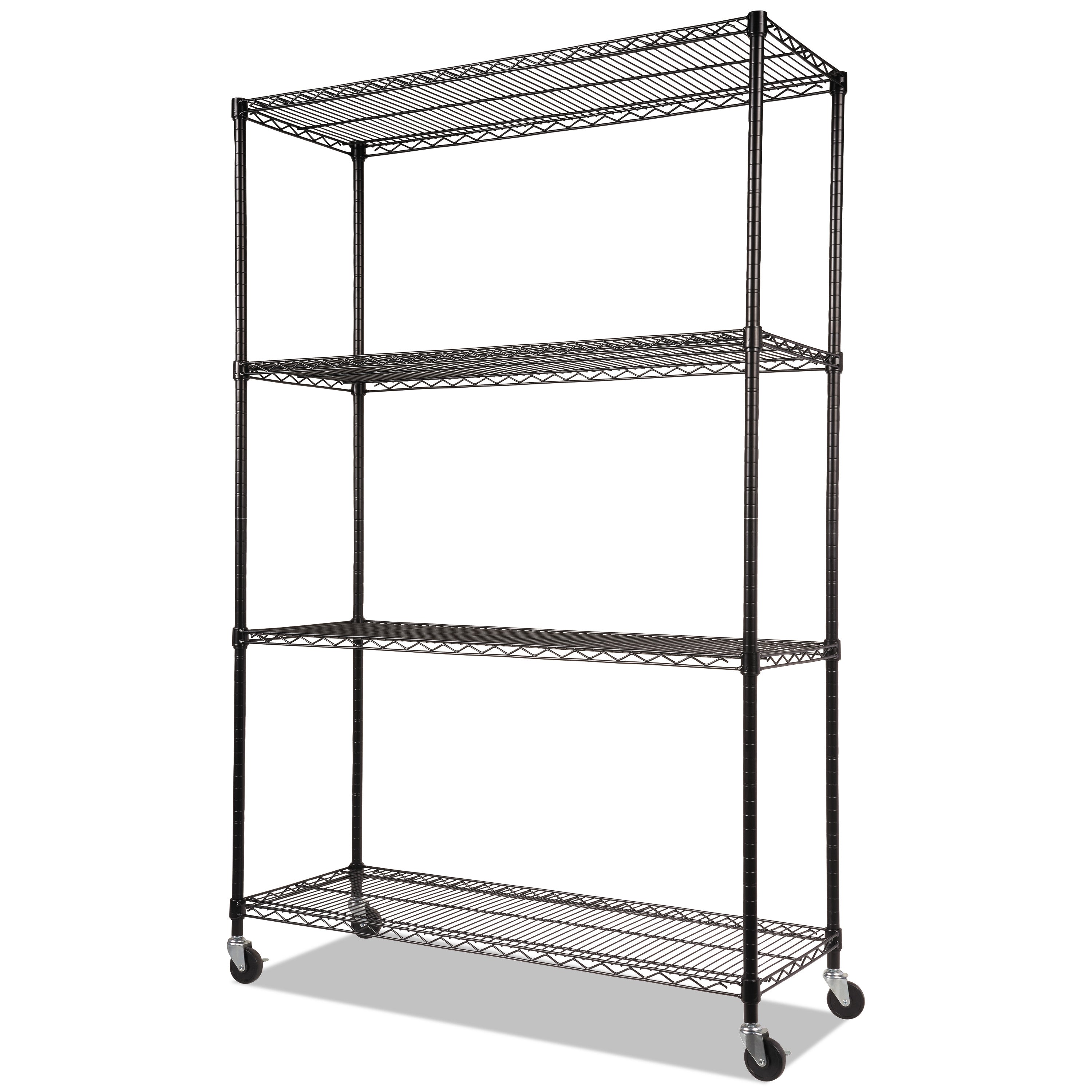 nsf-certified-4-shelf-wire-shelving-kit-with-casters-48w-x-18d-x-72h-black_alesw604818bl - 1