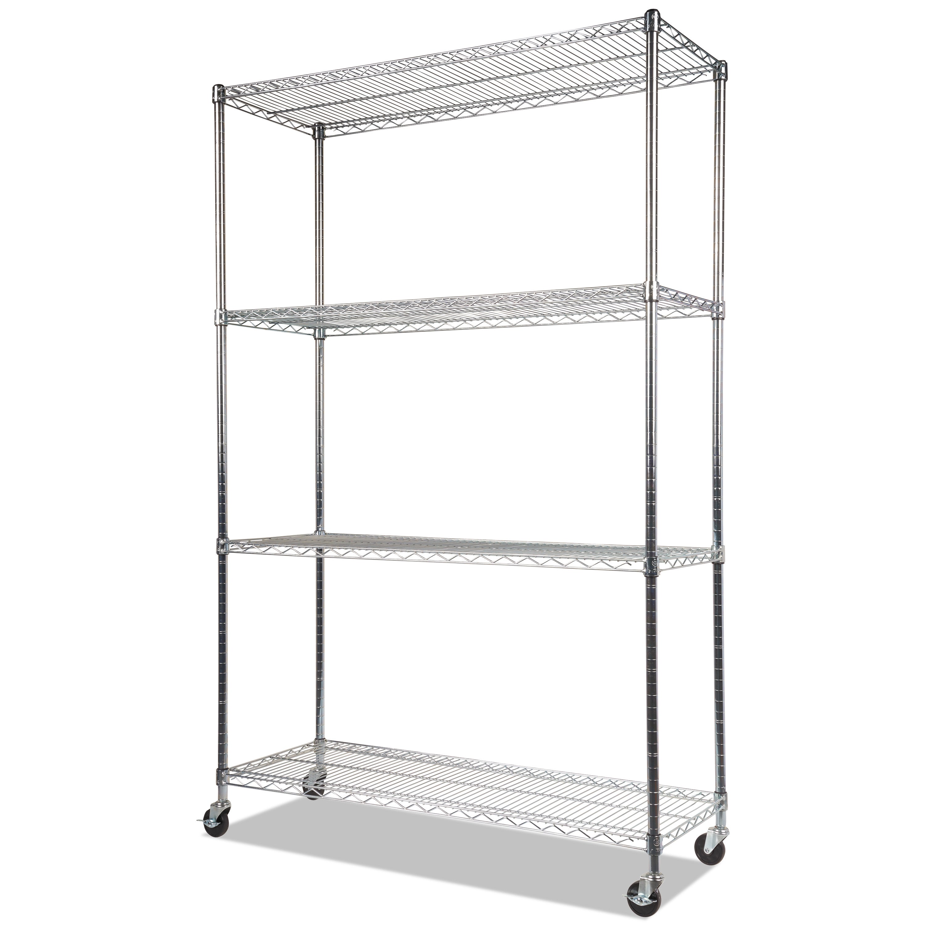 nsf-certified-4-shelf-wire-shelving-kit-with-casters-48w-x-18d-x-72h-silver_alesw604818sr - 1