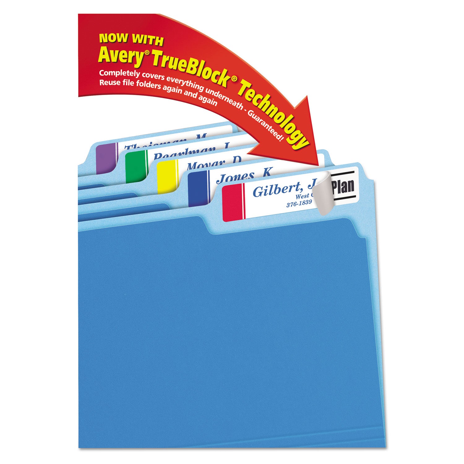 Extra-Large TrueBlock File Folder Labels with Sure Feed Technology, 0.94 x 3.44, White, 18/Sheet, 25 Sheets/Pack -