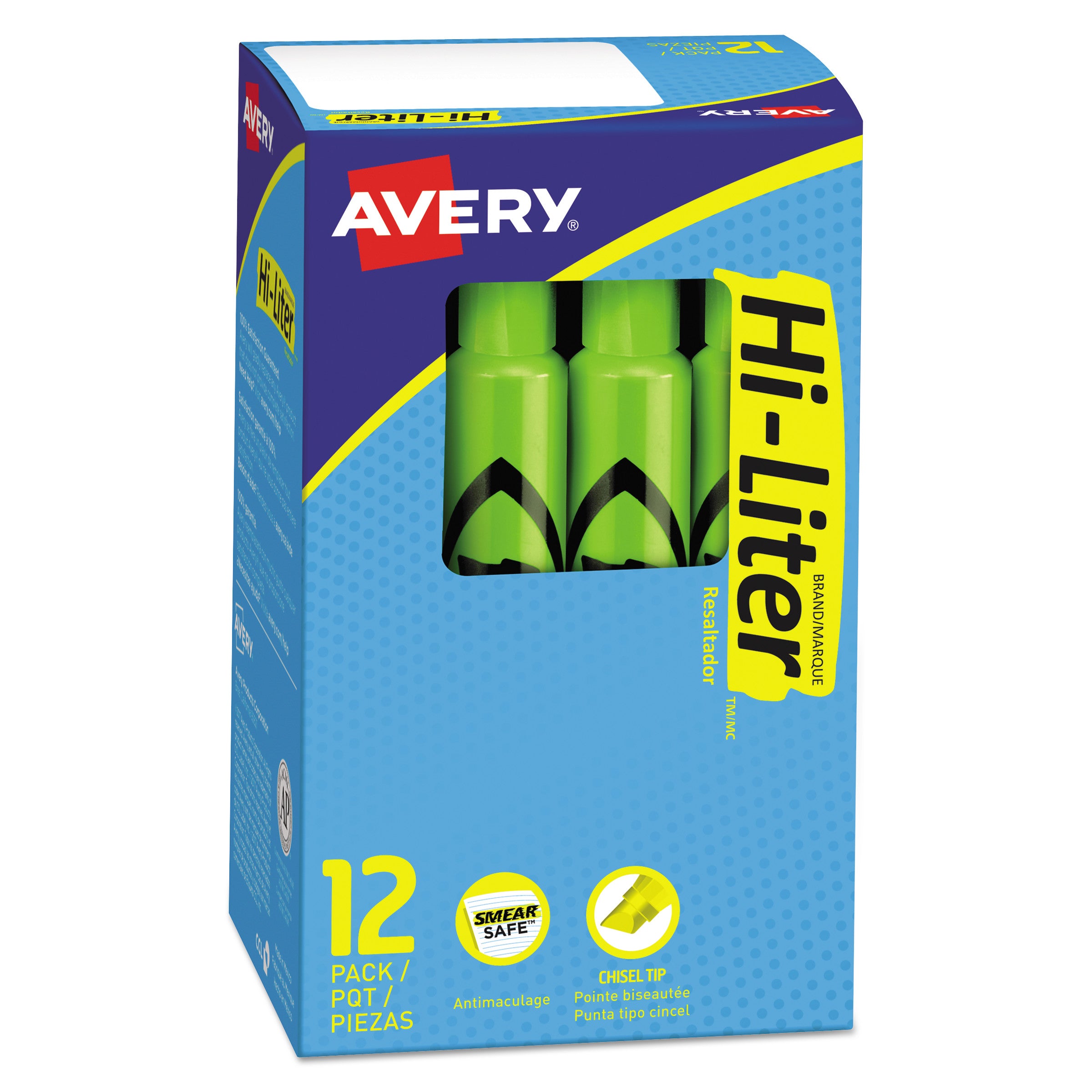 HI-LITER Desk-Style Highlighters, Fluorescent Green Ink, Chisel Tip, Green/Black Barrel, Dozen -