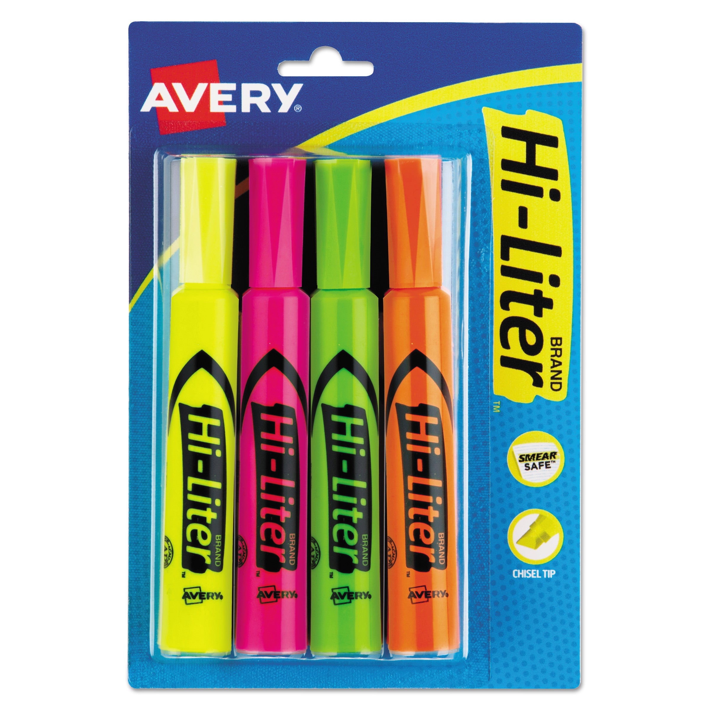 HI-LITER Desk-Style Highlighters, Assorted Ink Colors, Chisel Tip, Assorted Barrel Colors, 4/Set -