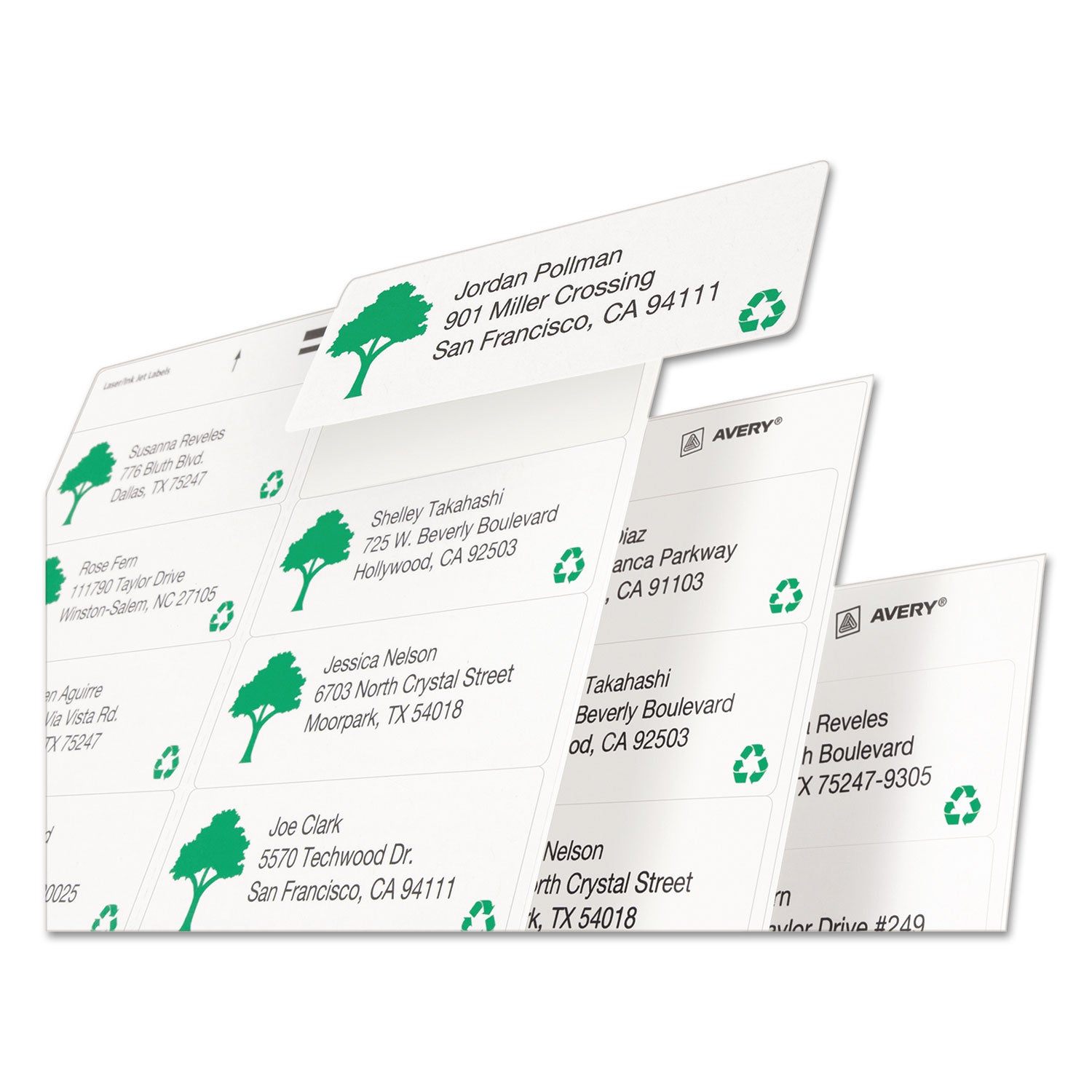 EcoFriendly Mailing Labels, Inkjet/Laser Printers, 1 x 2.63, White, 30/Sheet, 100 Sheets/Pack -