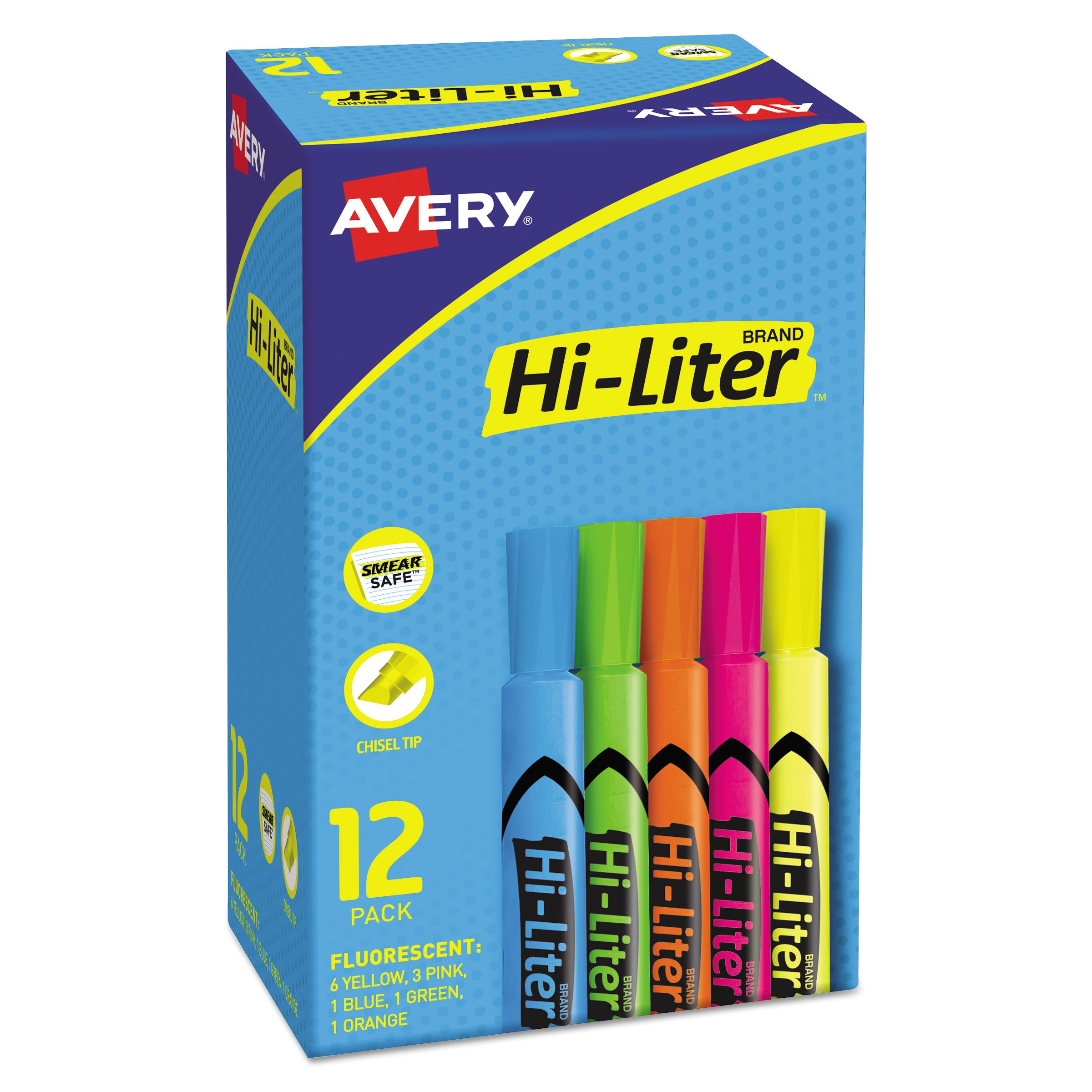 HI-LITER Desk-Style Highlighters, Assorted Ink Colors, Chisel Tip, Assorted Barrel Colors, Dozen -