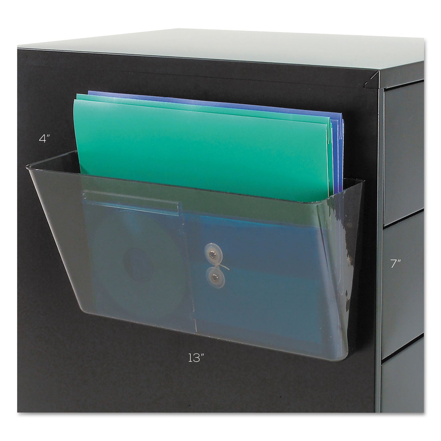 Magnetic DocuPocket Wall File, Letter Size, 13" x 4" x 7", Smoke -