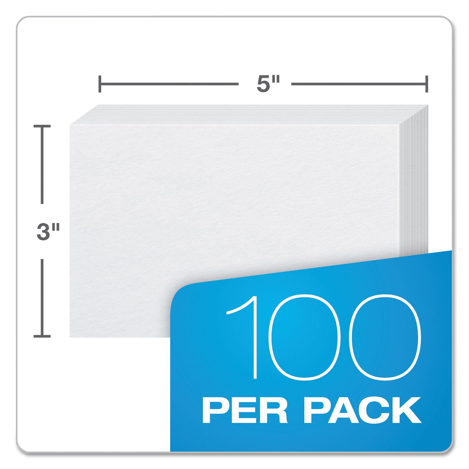 Unruled Index Cards, 3 x 5, White, 100/Pack -
