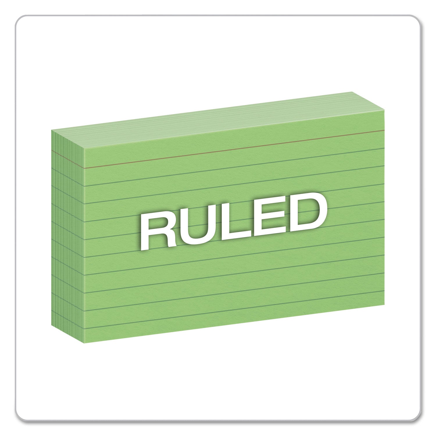 Ruled Index Cards, 3 x 5, Green, 100/Pack -
