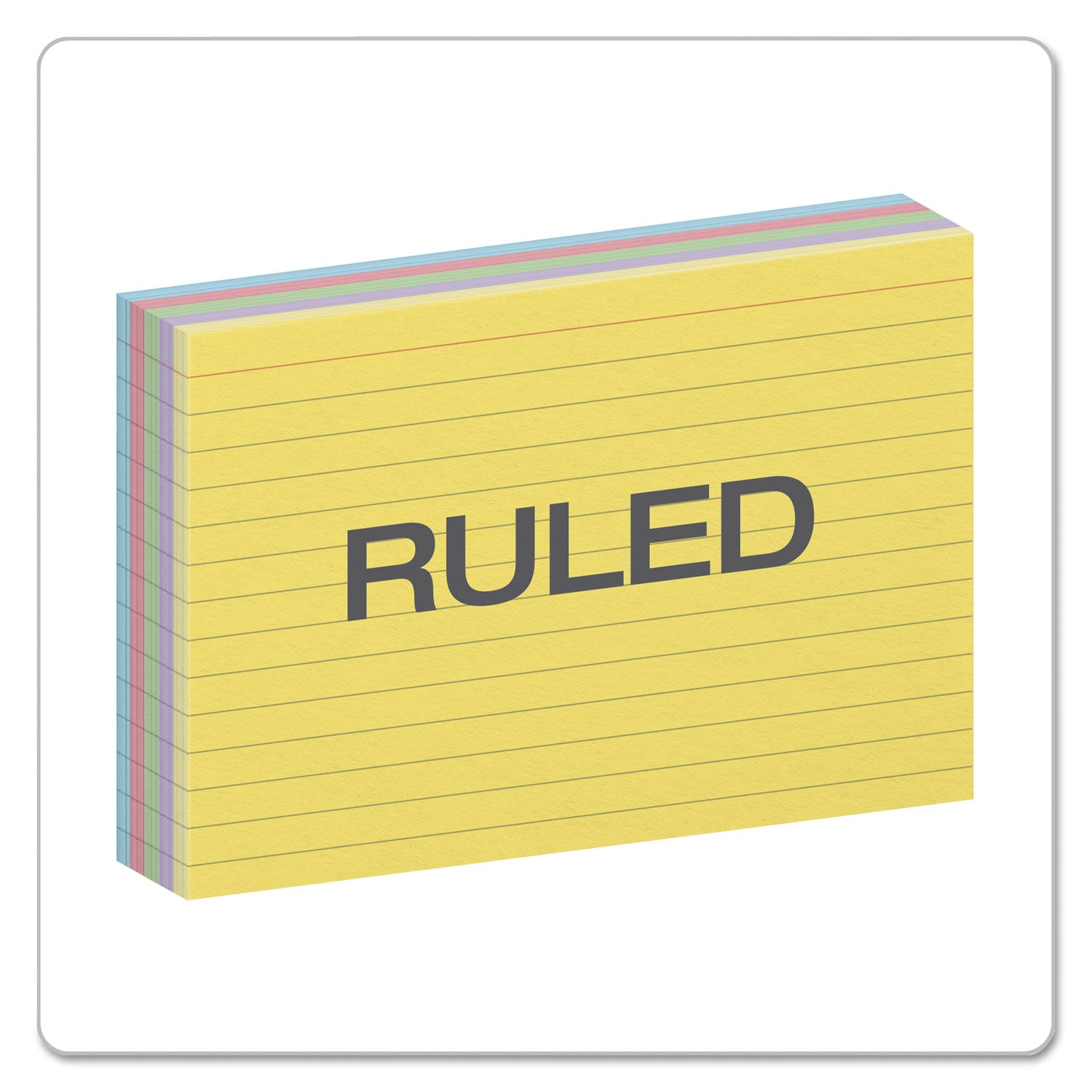 Ruled Index Cards, 4 x 6, Blue/Violet/Canary/Green/Cherry, 100/Pack -