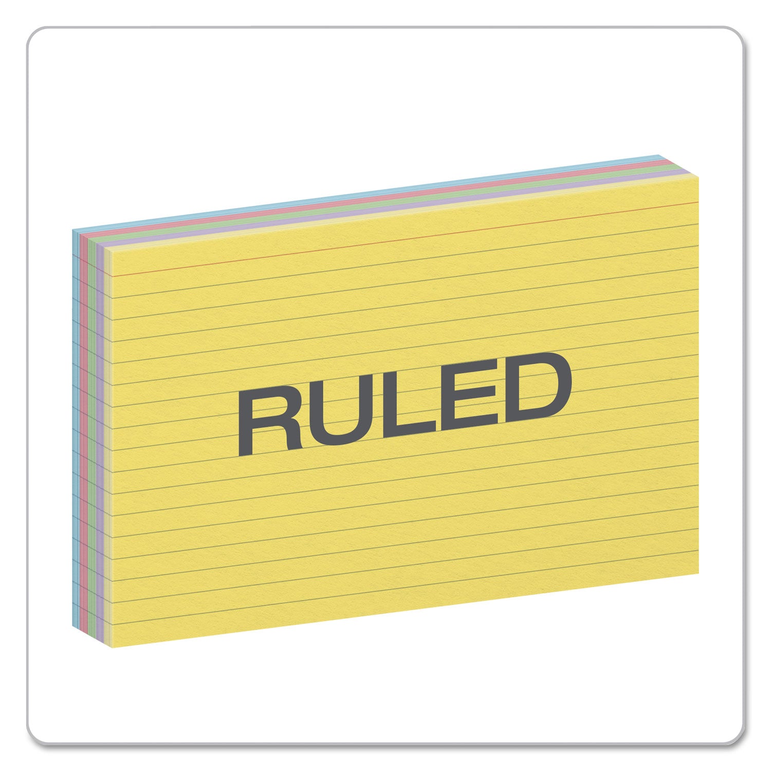 Ruled Index Cards, 5 x 8, Blue/Violet/Canary/Green/Cherry, 100/Pack -