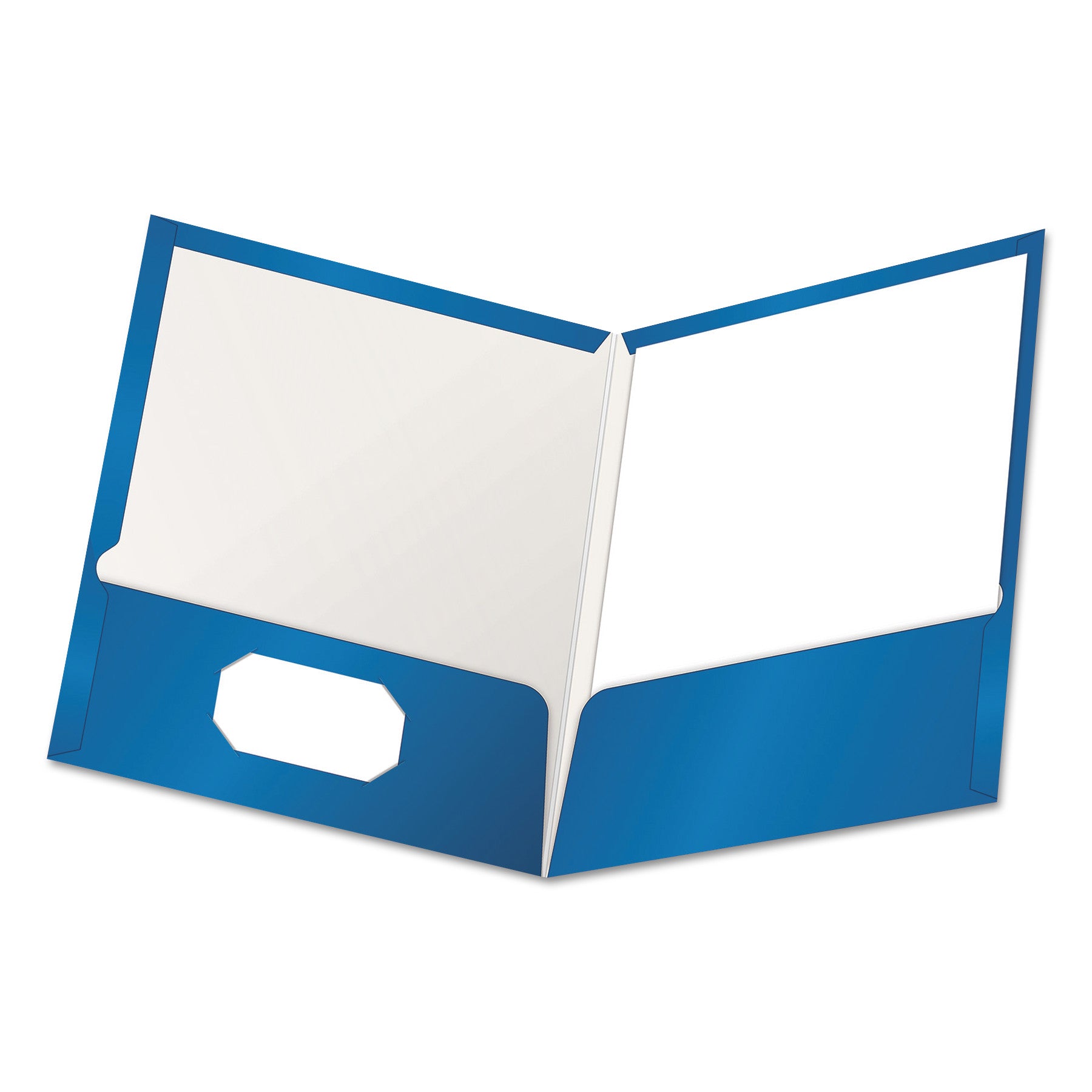 High Gloss Laminated Paperboard Folder, 100-Sheet Capacity, 11 x 8.5, Blue, 25/Box -