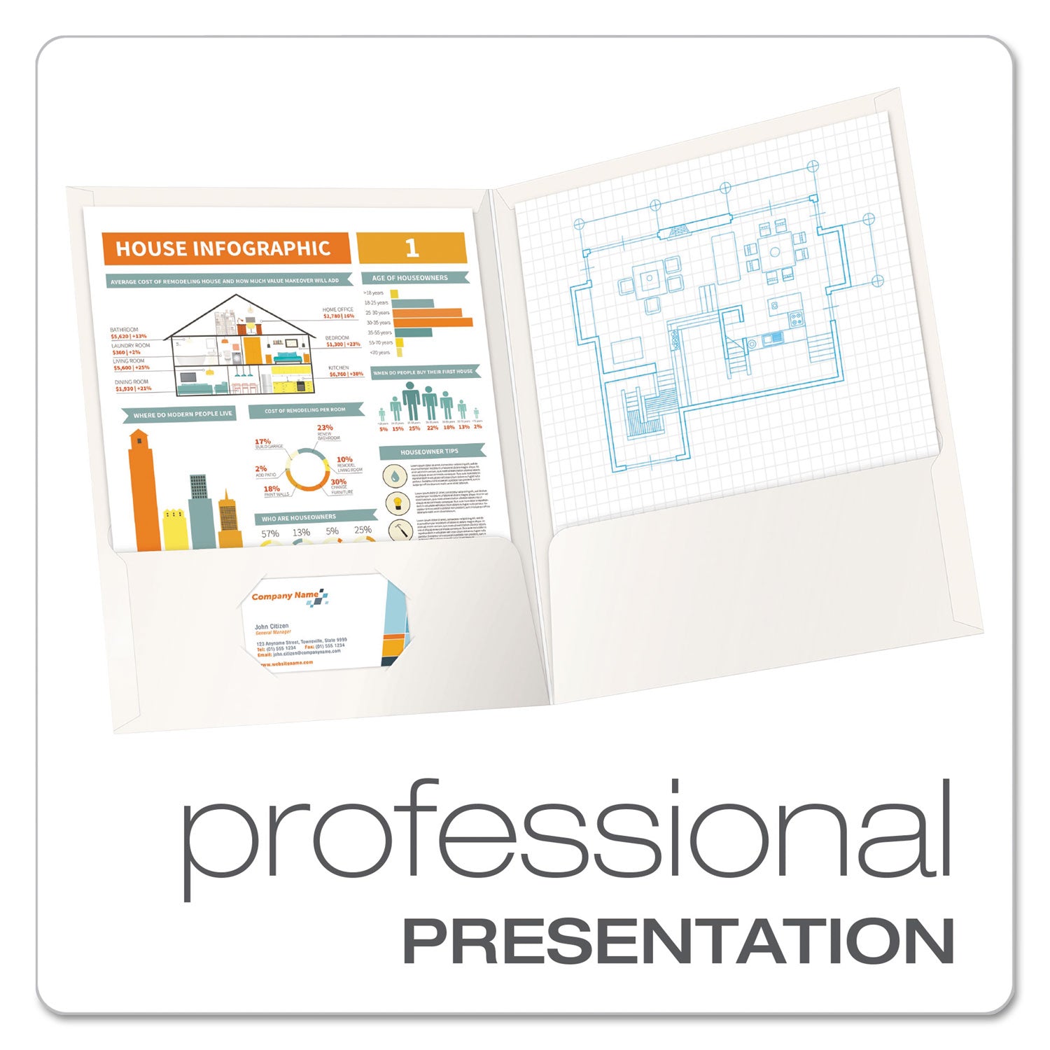 High Gloss Laminated Paperboard Folder, 100-Sheet Capacity, 11 x 8.5, White, 25/Box -