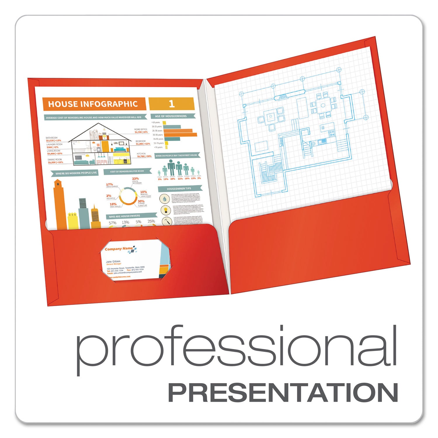 High Gloss Laminated Paperboard Folder, 100-Sheet Capacity, 11 x 8.5, Red, 25/Box -