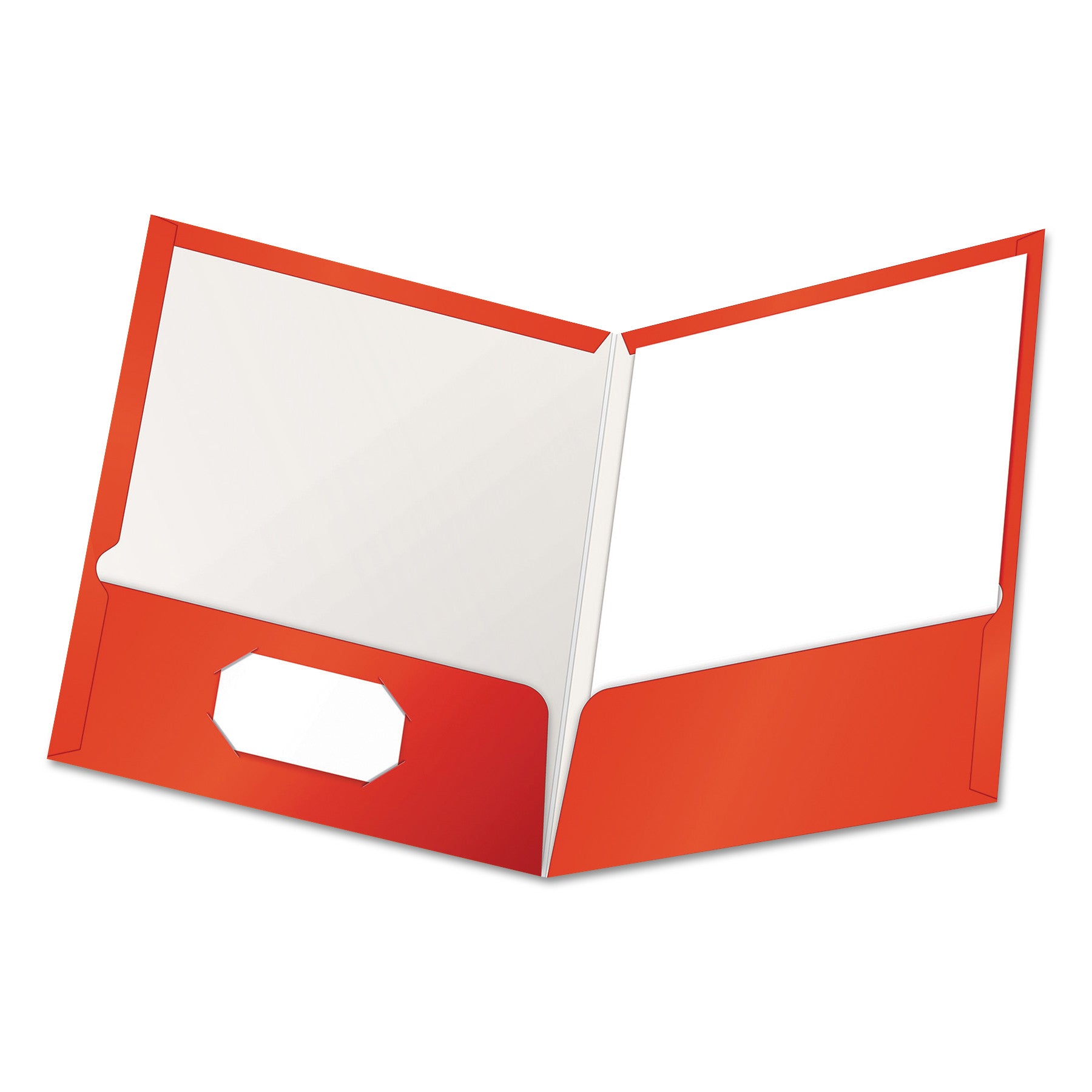 High Gloss Laminated Paperboard Folder, 100-Sheet Capacity, 11 x 8.5, Red, 25/Box -