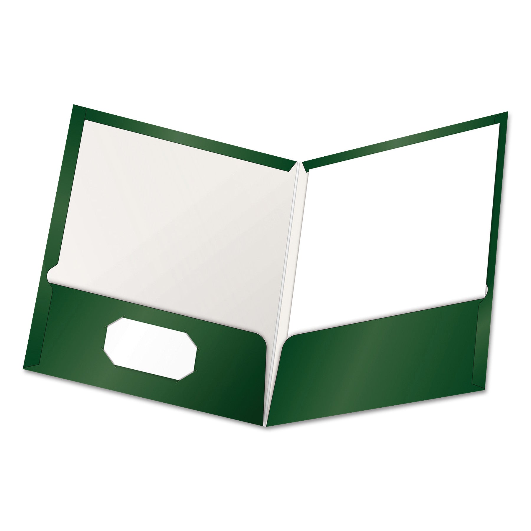 High Gloss Laminated Paperboard Folder, 100-Sheet Capacity, 11 x 8.5, Green, 25/Box -